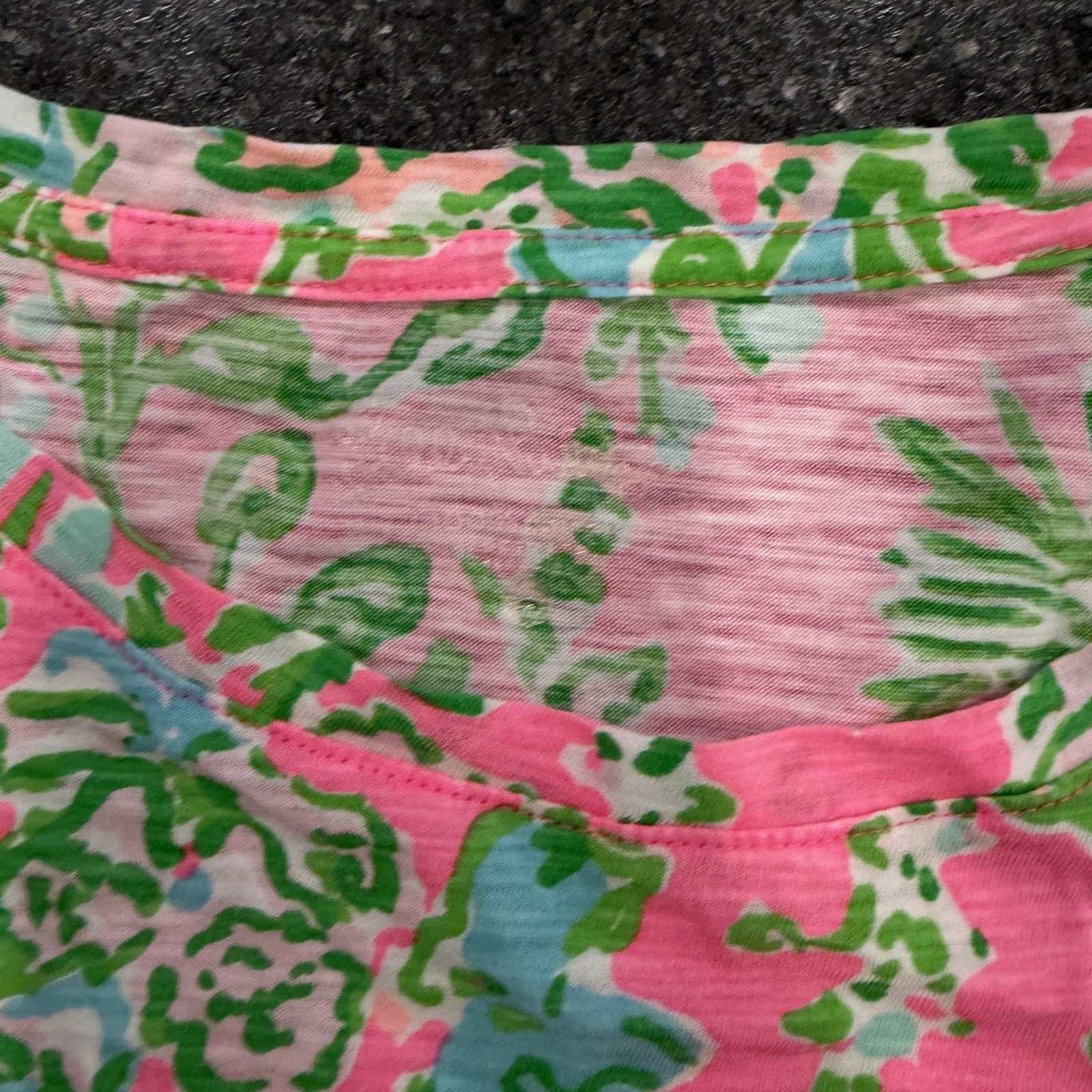 LILLY PULITZER ~ All Over Pink Palmetto Southern Charm Print Short Sleeve Top Sm