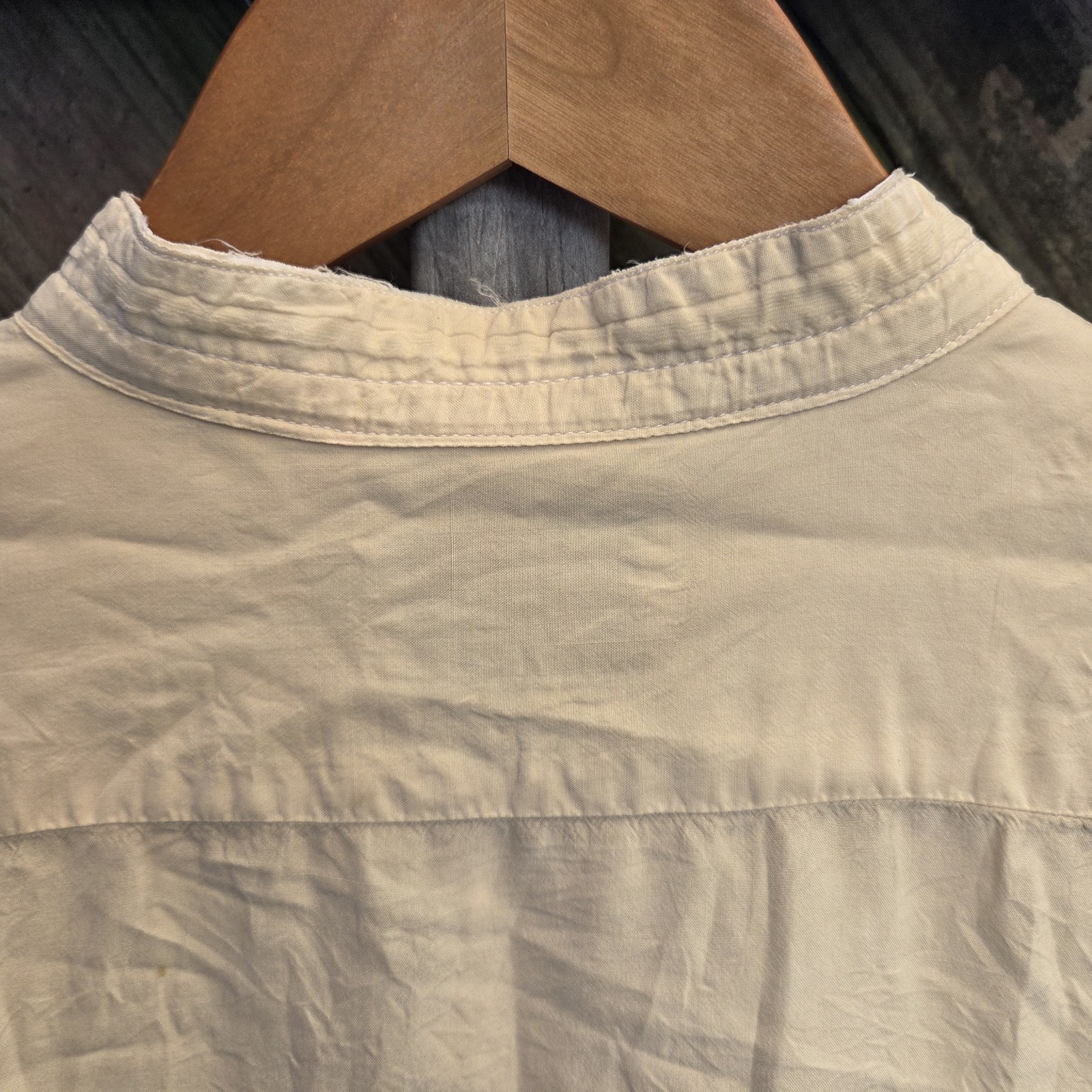 Vintage Pure Silk Short Sleeve Button Up Shirt Sz 16 XL Cream Distressed Western