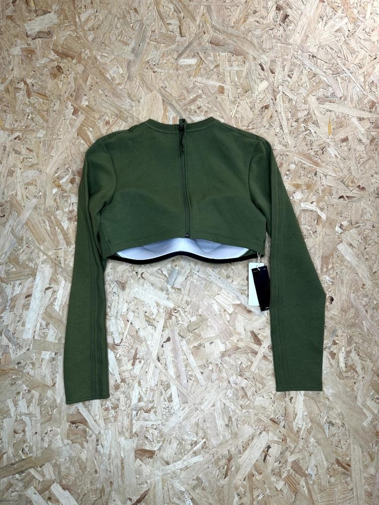 Adidas Ivy Park Crop Top Womens 1X Green Long Sleeve Full Zip Back HG2429 NWT