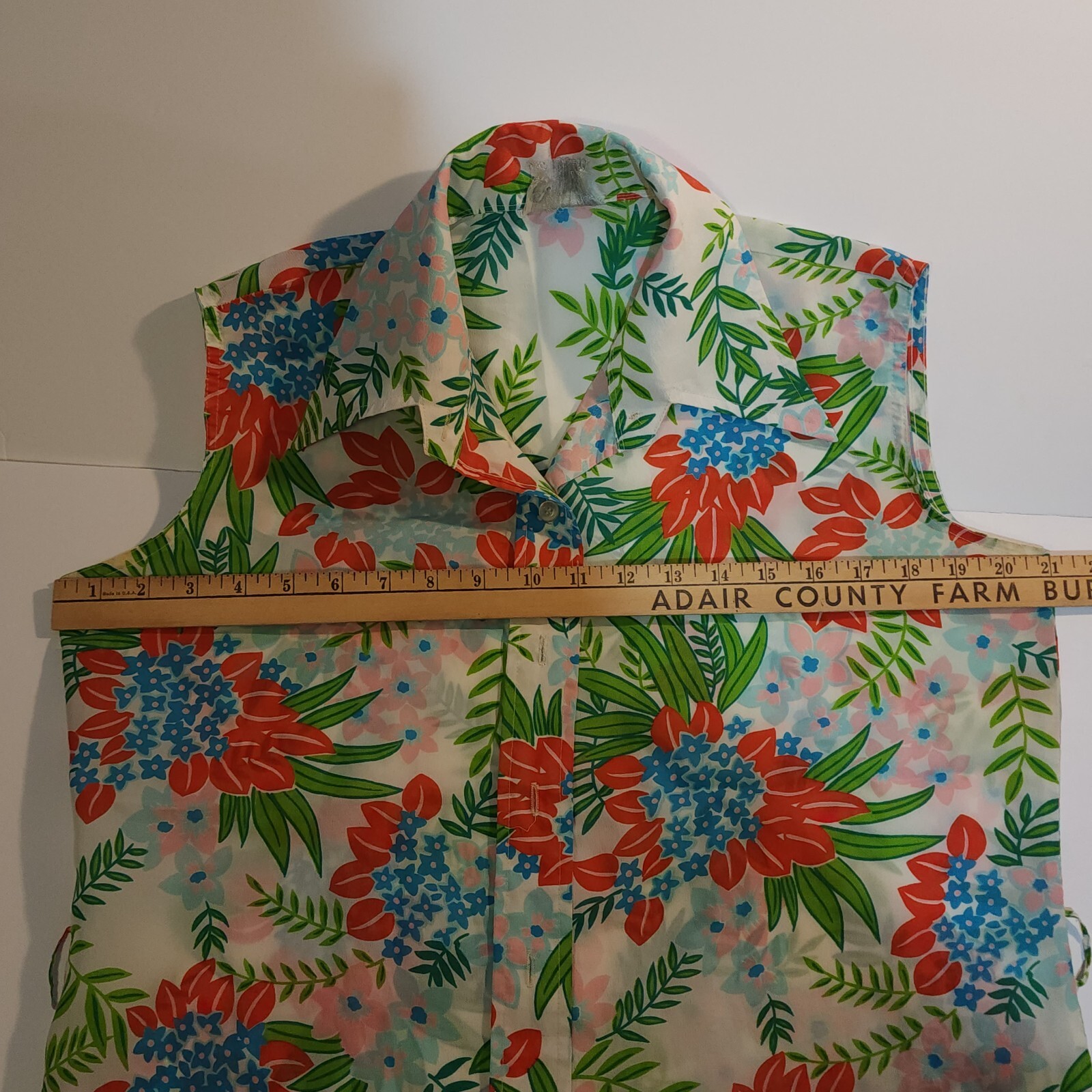 Sleeveless Blouse Floral Top Kmart Satisfaction Womens Boho Retro Tunic VTG FLAW