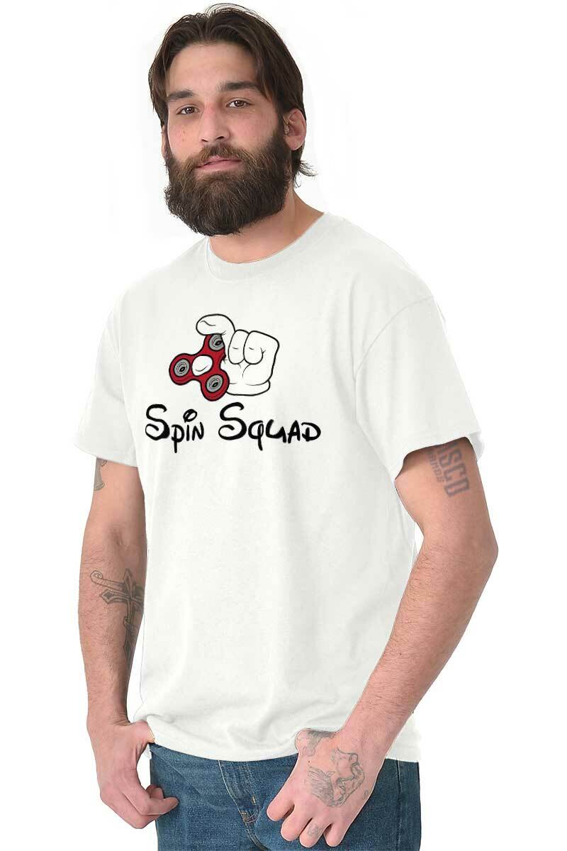 Spin Squad Fidget Spinner ADHD ADD Trendy Womens or Mens Crewneck T Shirt Tee