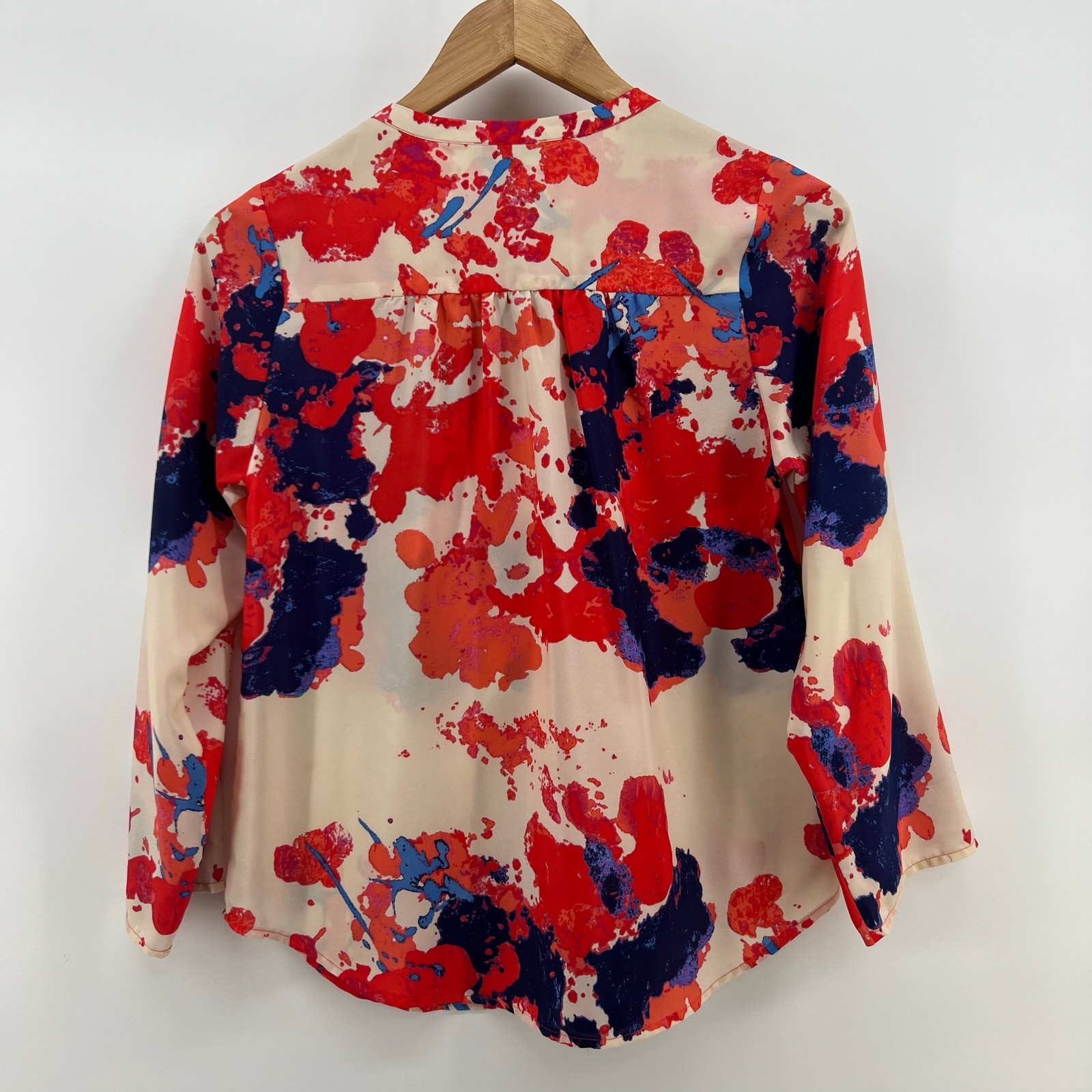 Vintage Paint Splatter Artistic Abstract Colorful Blouse Shirt Lightweight Small