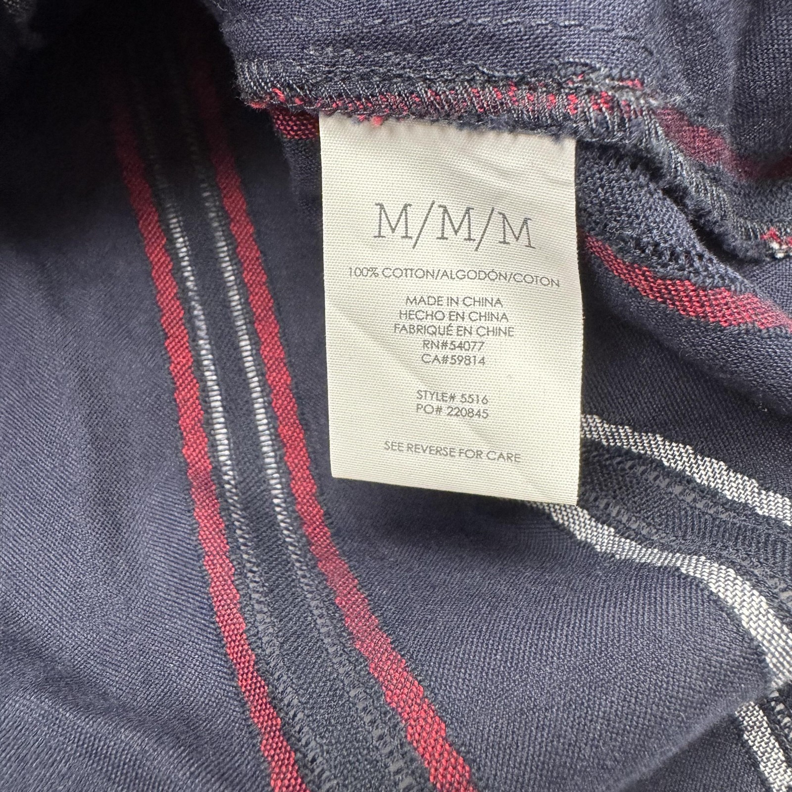cabi Blouse Womens Medium Navy Red White Striped Long Sleeve Cotton Style 5516