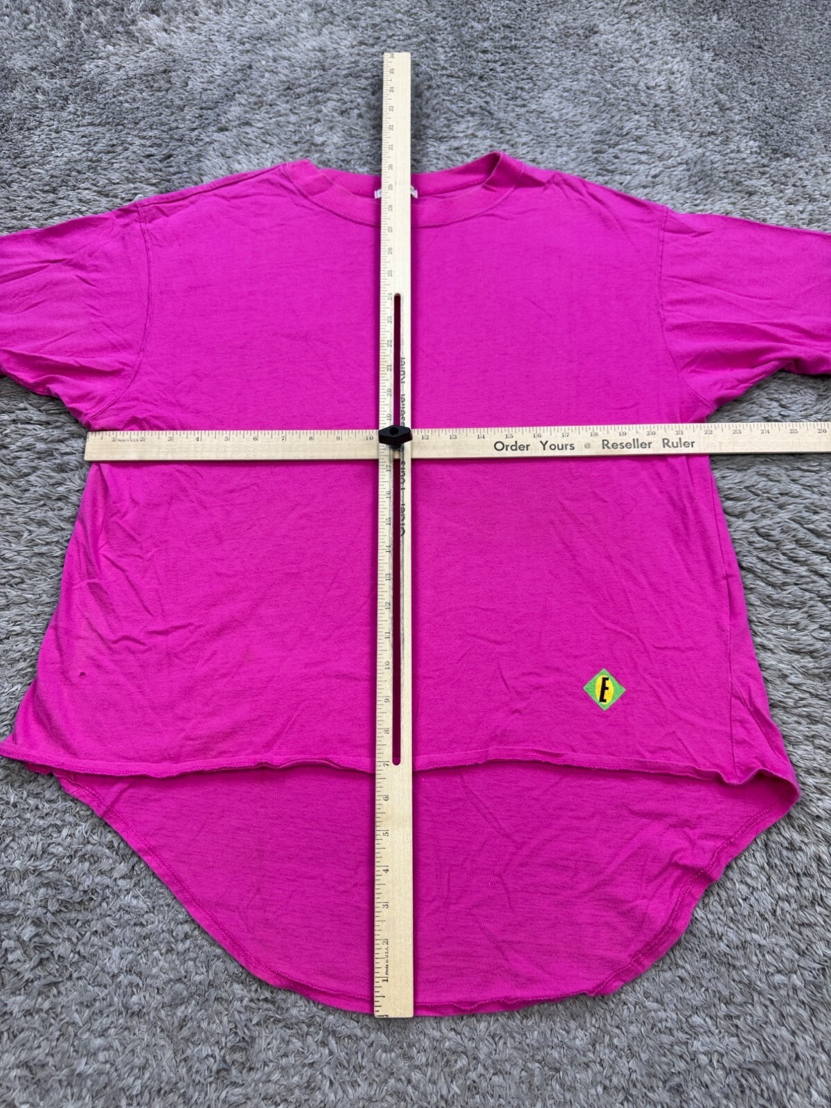 Vtg Espirt Top Women Medium Fuchsia Pink Hi Low Short Sleeve Crewneck Shirt Y2K