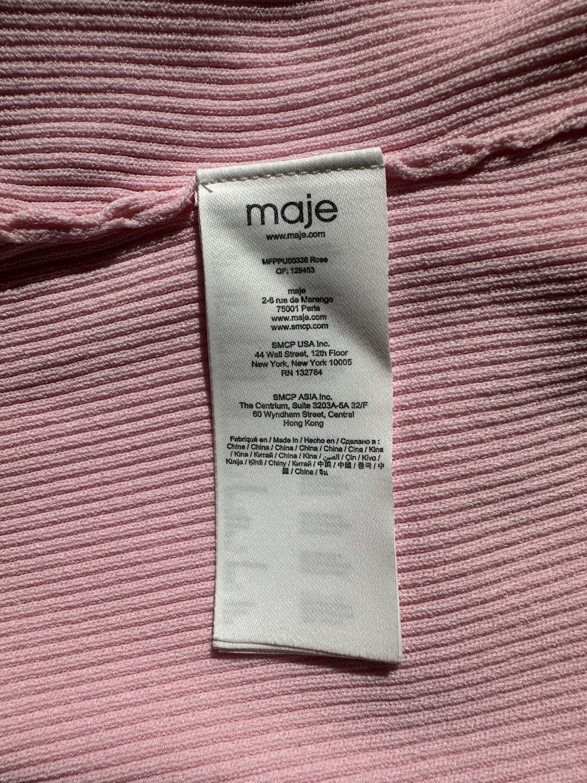 Maje Pink Rib-Knit Sweater Top Size 3