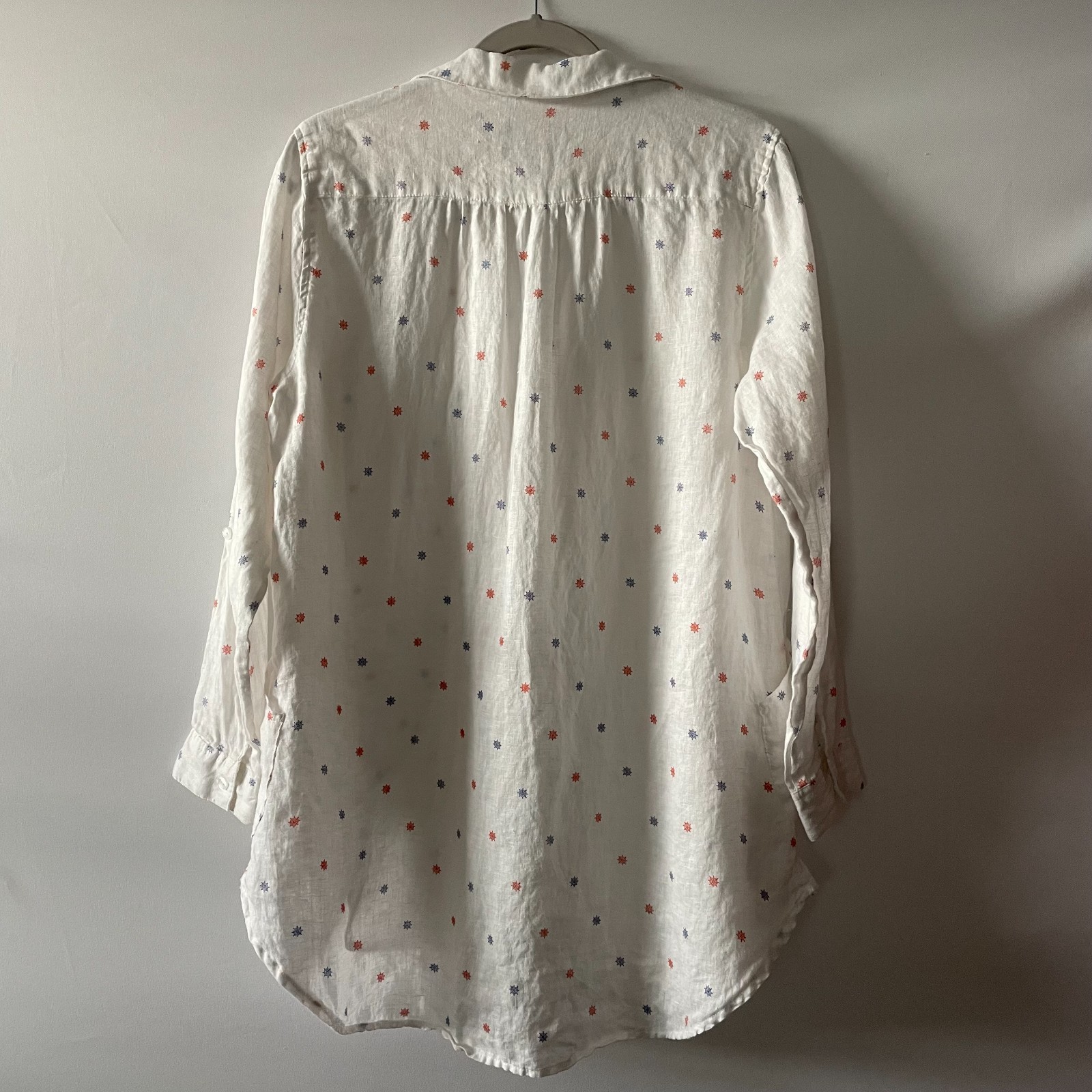 For Cynthia Beachwear White Helm Wheel Print Swim Cover Up Tunic Top Size M