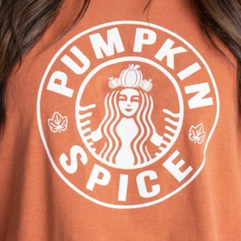 NEW Comfort Colors Pumpkin Spice Graphic Tee Burnt Orange Fall Starbucks Small