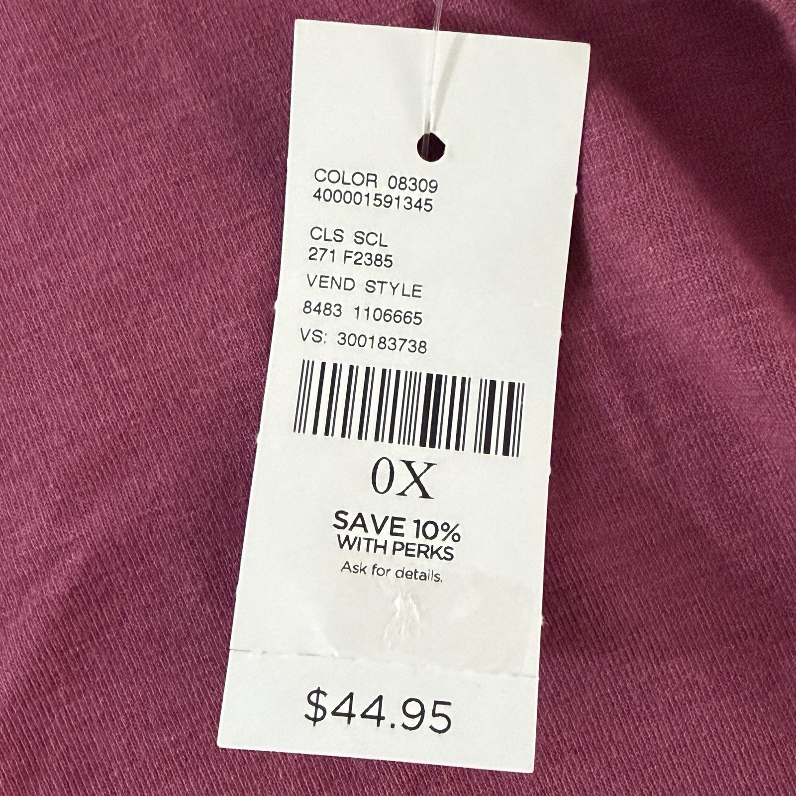 Catherines Pink Studded Split Notch Neck Knit Tunic Top 3/4 Sleeve 0X 14/16W NWT