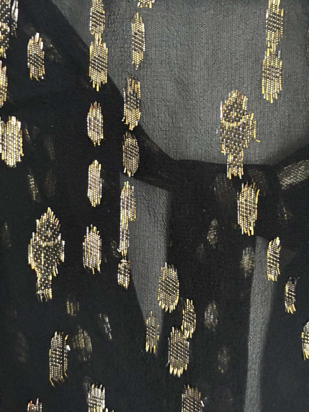 Lilly Pulitzer Matilda Metallic Black Gold Chiffon Sheer Blouse Size Small