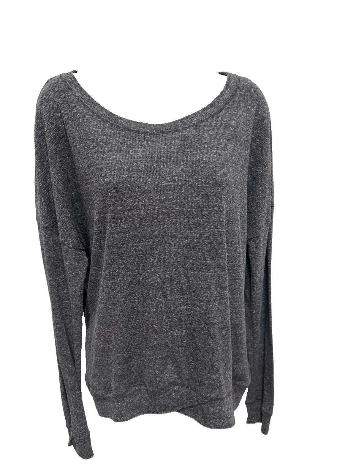 Maurices Women’s Size XXL Long Sleeve Pullover Black Heather Twist Front EUC
