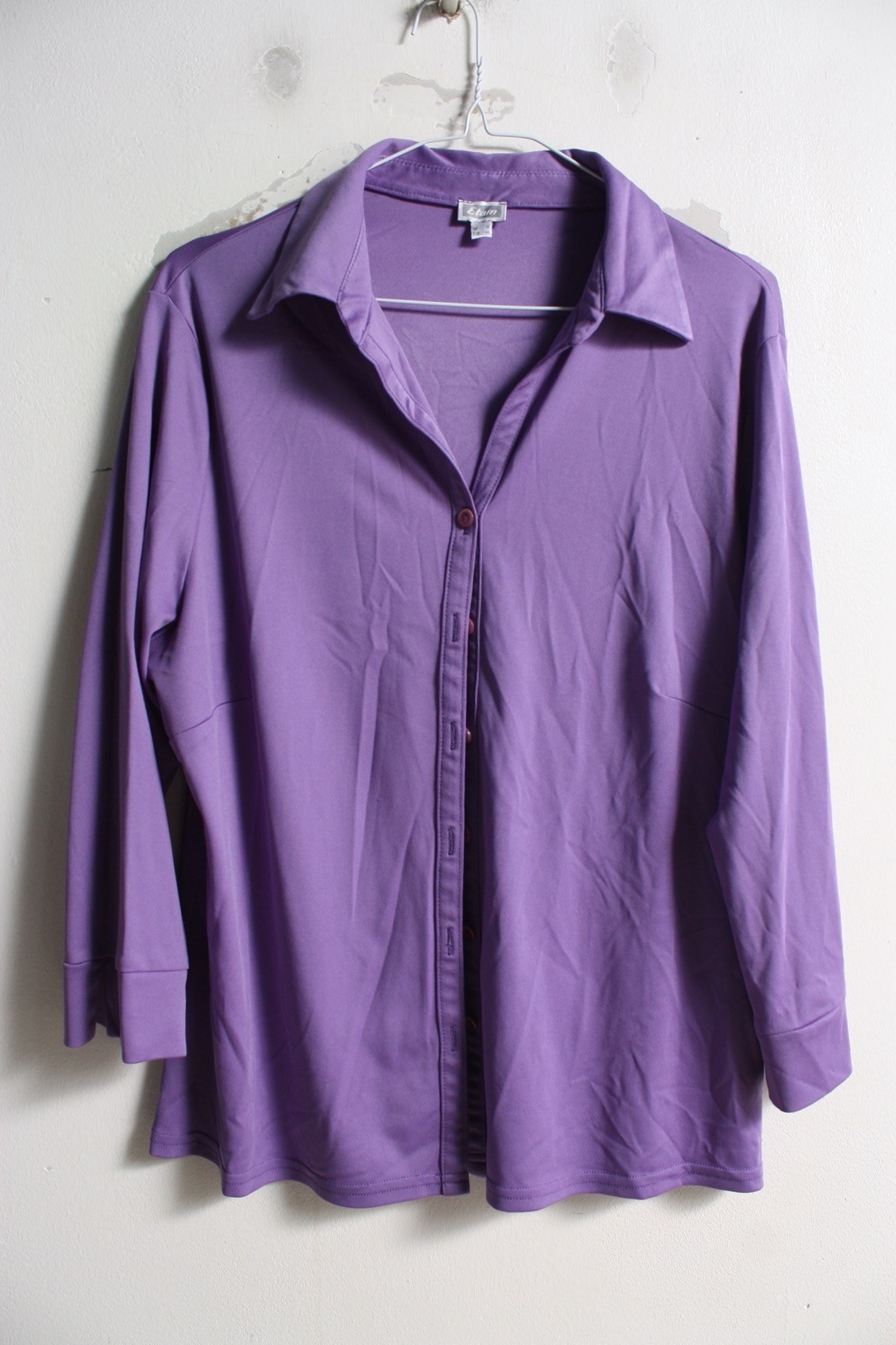 Etam Womens Vintage y2k Stretch Shirt – Purple – Size L Large (c9)