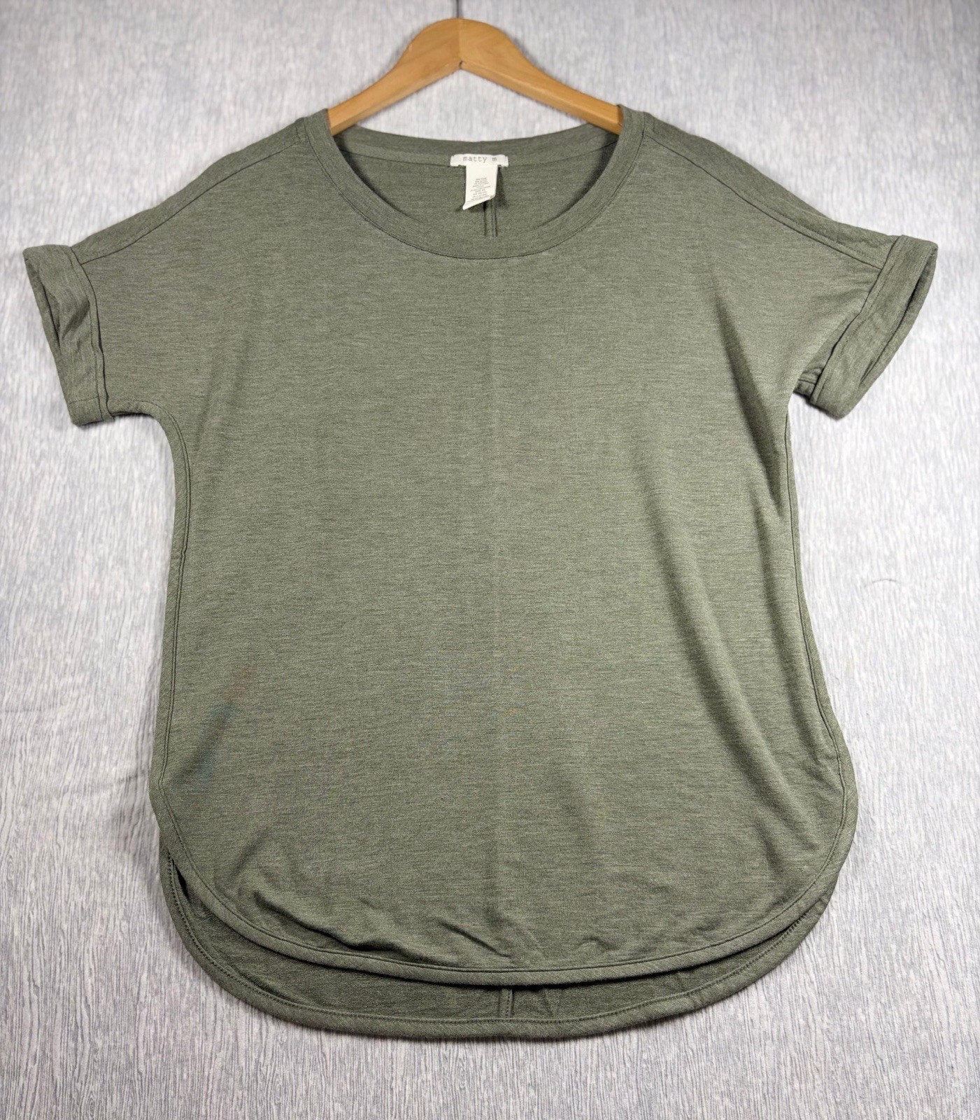 Marty M Women’s Workwear Knit Pullover Tee Olive Green Scoop Neck XS Short Sleev