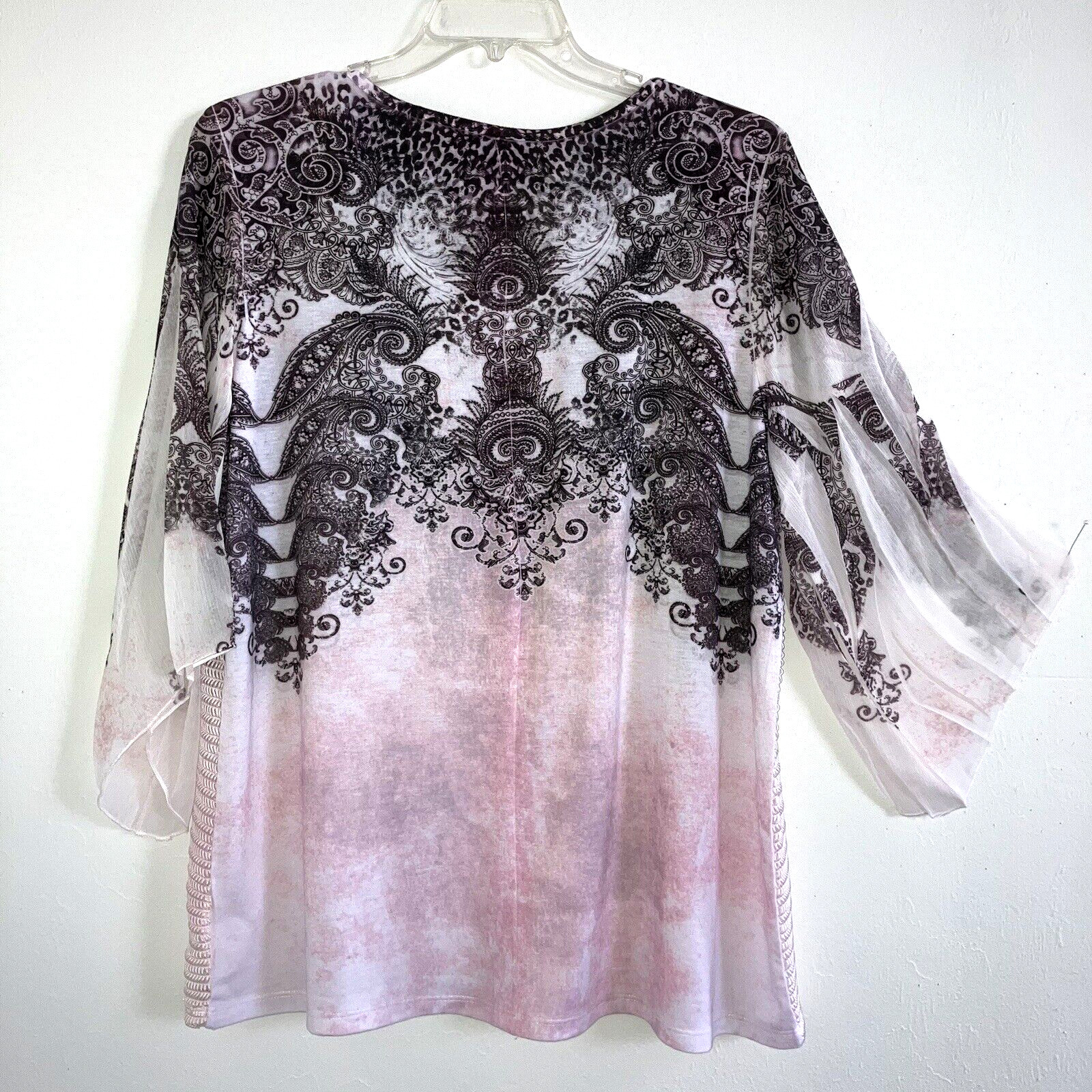 CAL STYLE 2XL XXL Mesh Colorful Floral Relaxed Fit Tunic Top Plus Rhinestone