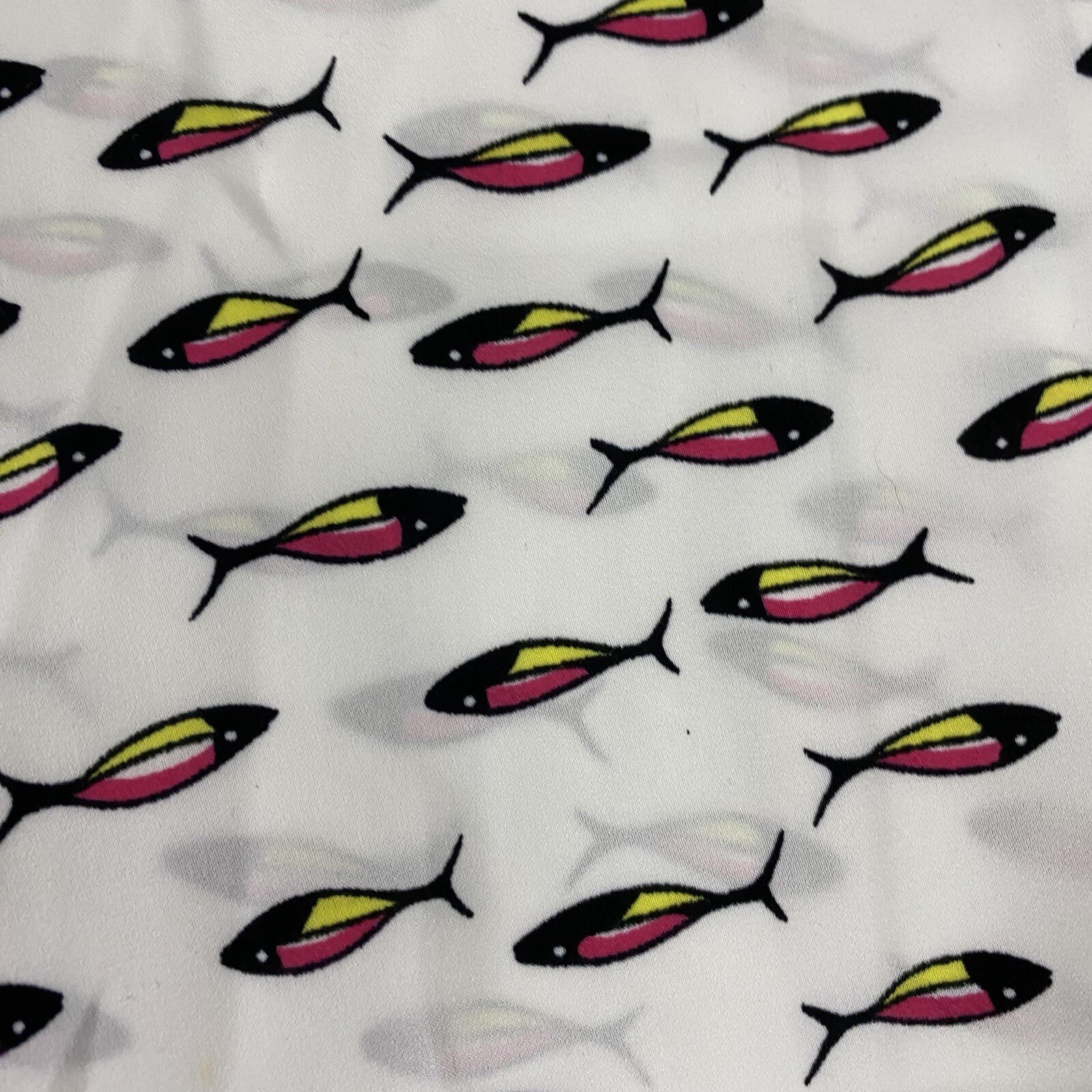 I. Madeline Blouse Women Small Fish Novelty Print Shirt Work Office Casual Tunic