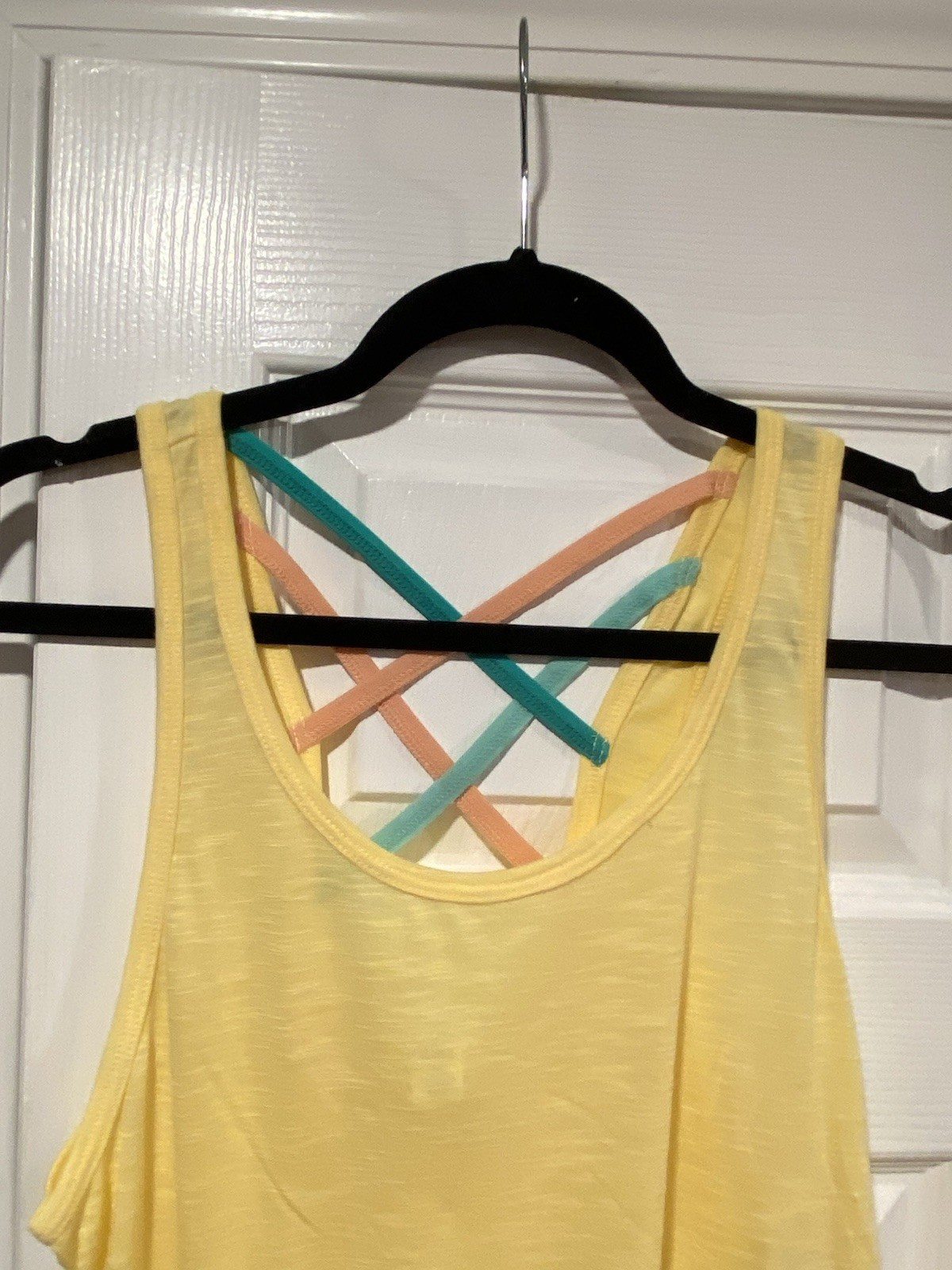 NWT Marika Size M Yellow Criss Cross Open Back Strap Scoop Neck Tank Top