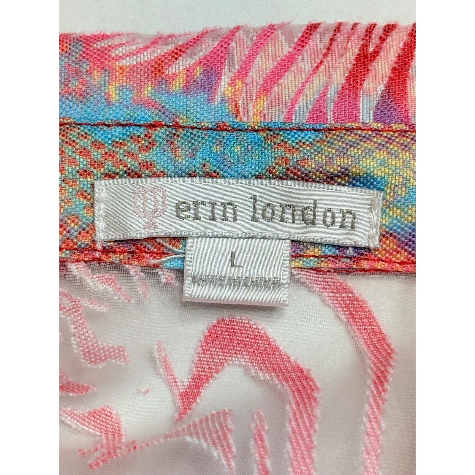 Erin London Womens Large Abstract Watercolor Print Burnout Blouse Artsy Boho