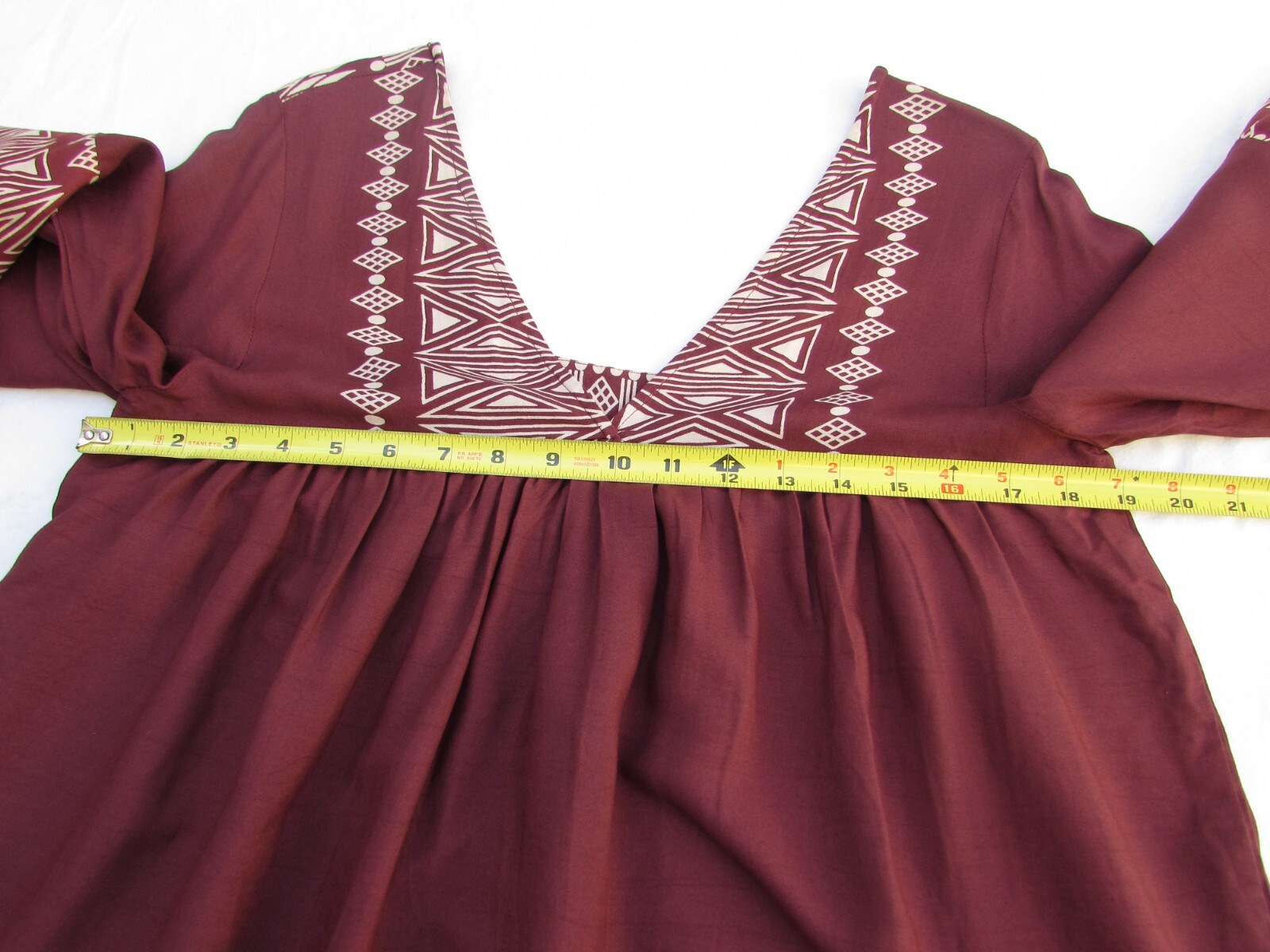 World Market Women’s Top Blouse Kimono Tunic Boho Rayon Print Maroon Size S/M