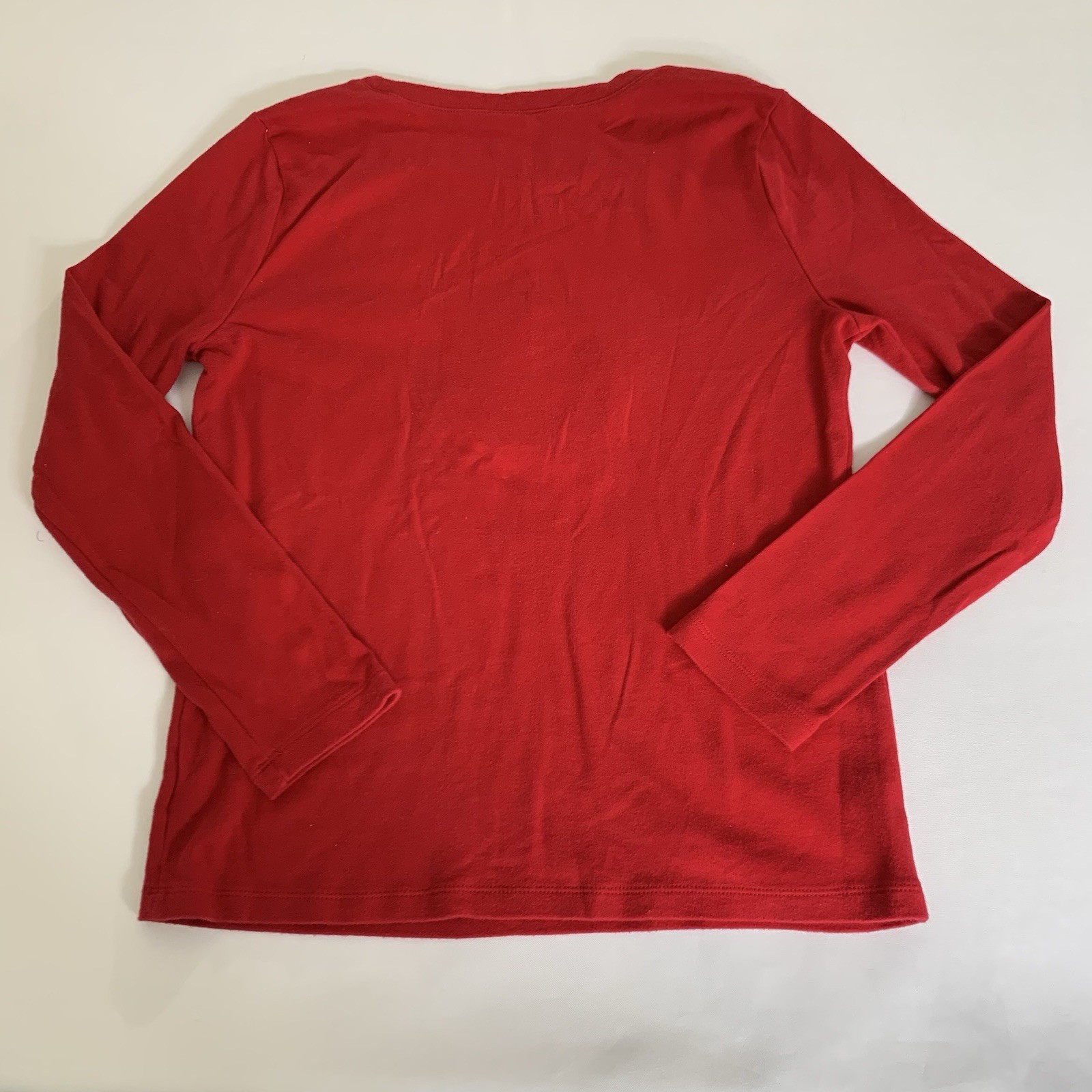 90s Vintage Christmas Shirt Women S Red Embroidered Santa Claus Long Sleeve Tee