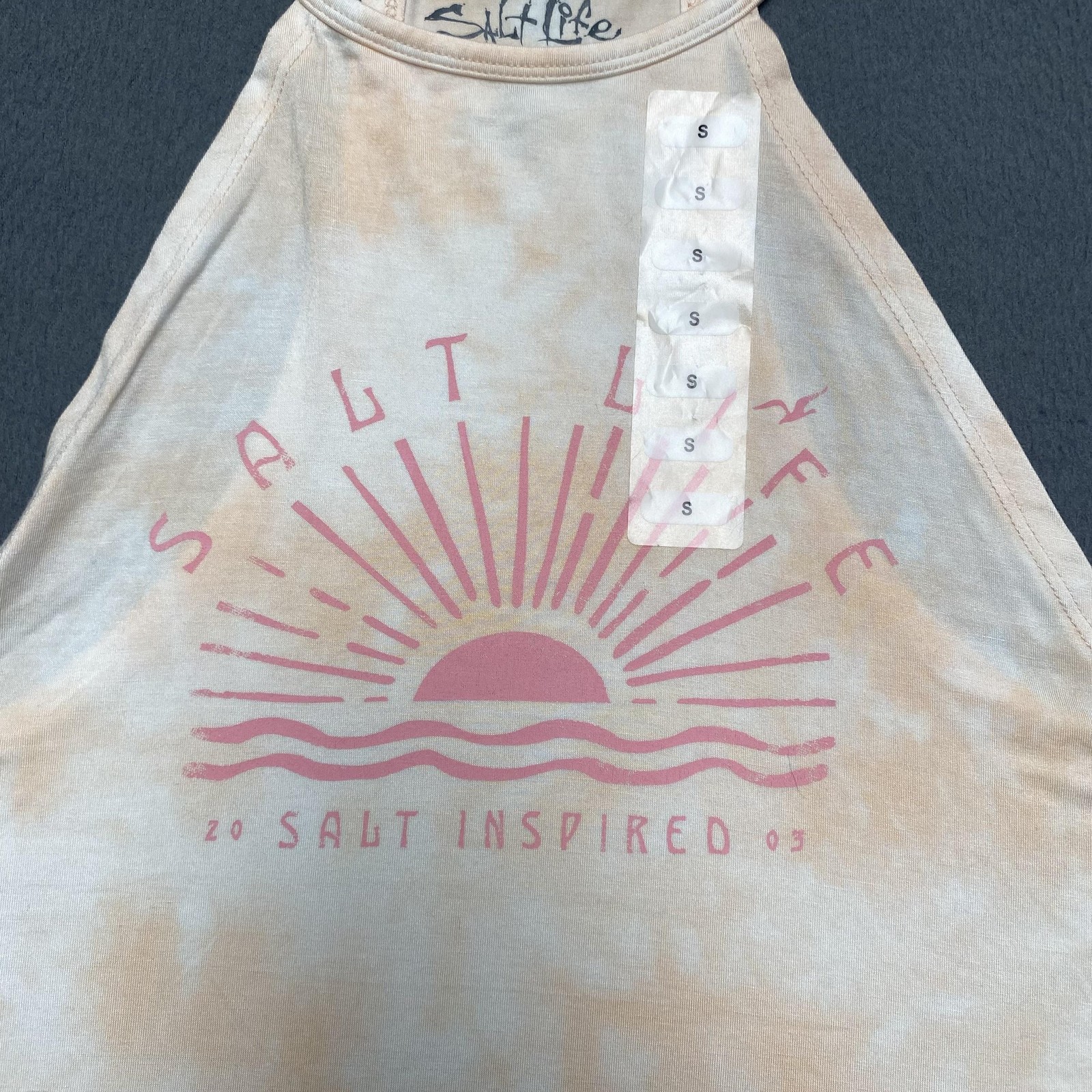 Salt Life Tank Top Womens Small Orange Halter Live Salty Sun Graphic Beach