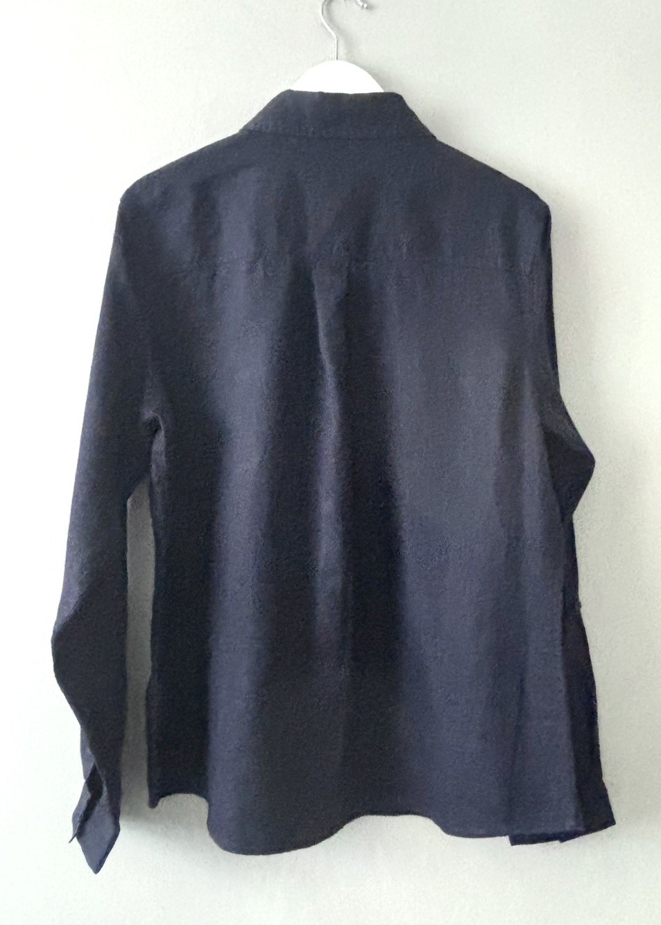 M&S Collection Pure Linen Blouse Shirt Women’s Size UK 14 Navy Roll Tab Sleeve