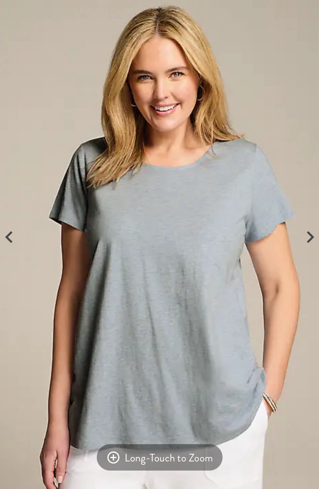 NWT PURE JILL(J JILL) SS SCOOP NECK PIMA ELLIPTICAL TEE-L TALL-LIGHT BLUE HEATHR