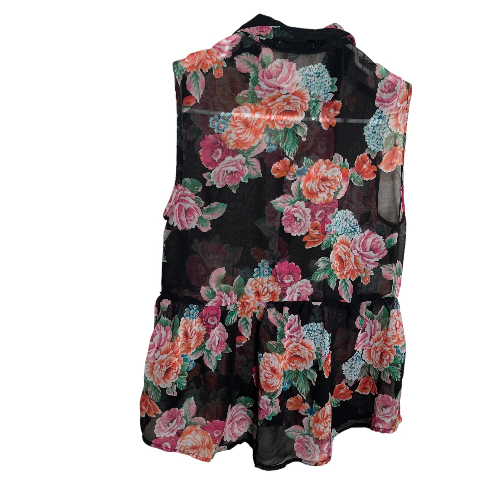 Ambiance Apparel Blouse Women’s Medium Sheer Sleeveless Shirt Top Artsy