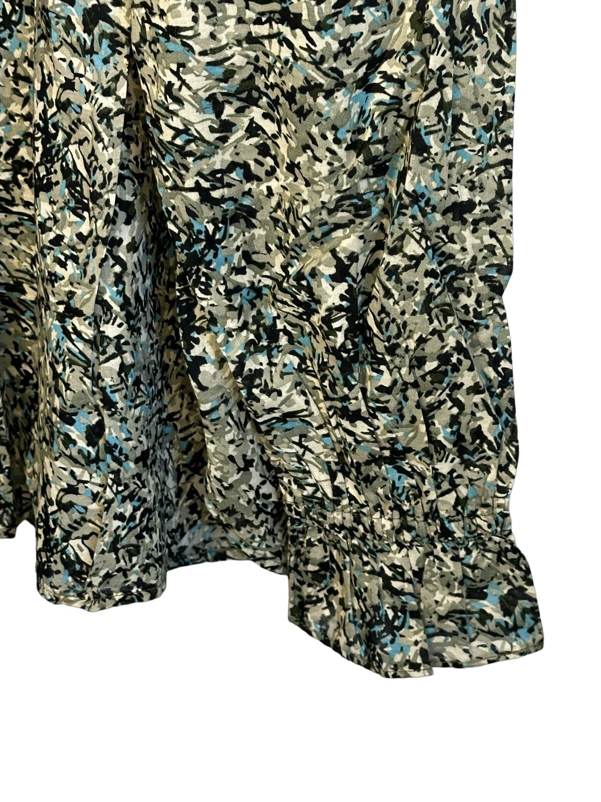LOFT NWT Printed Pintucked Ruffle Long Sleeve Button Front Blouse Size Small