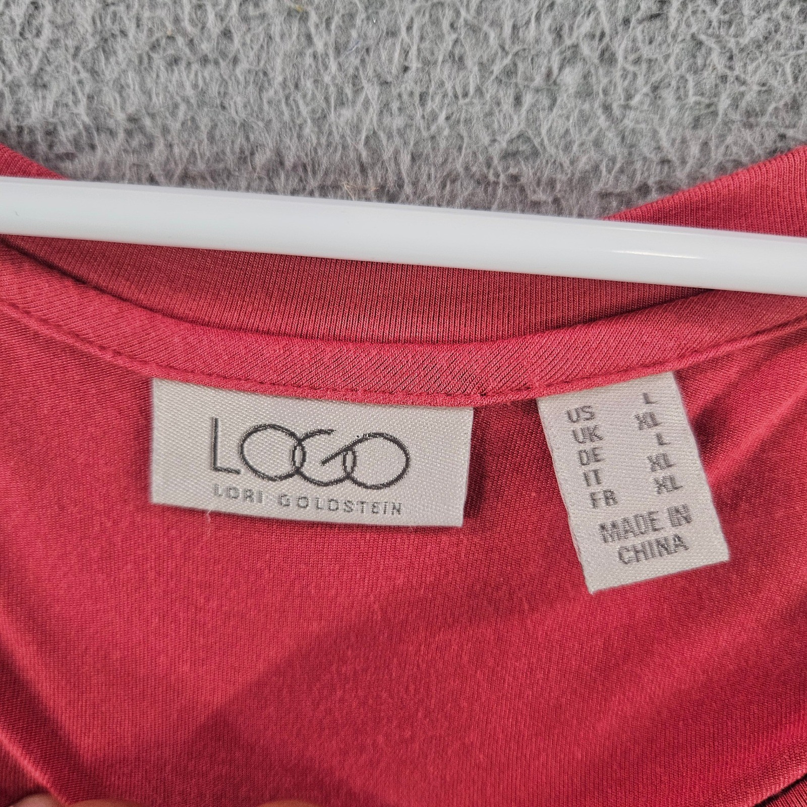 LOGO Lori Goldstein Womens Large Coral Pink 3/4 Sleeve Pocket Tunic Top