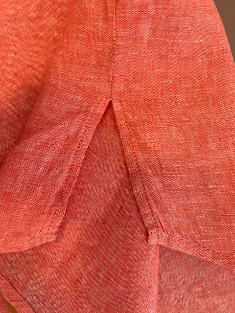VTG Sigrid Olsen Tunic Linen 3X Muted Red Popover High Low Roll Tab Sleeve