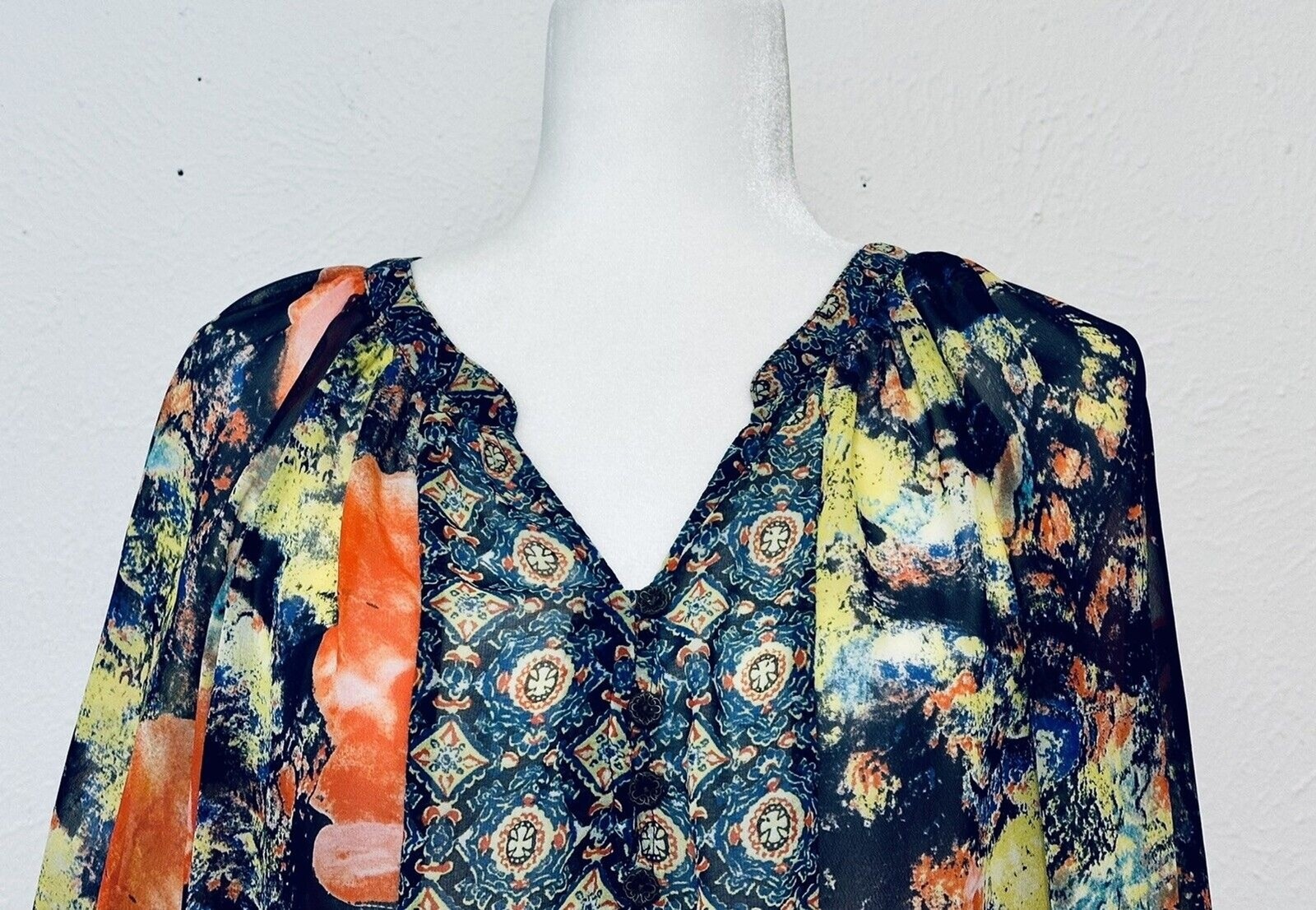 Figueroa & Flower Women Size S Patchwork Floral Blouse Boho Festival Peasant