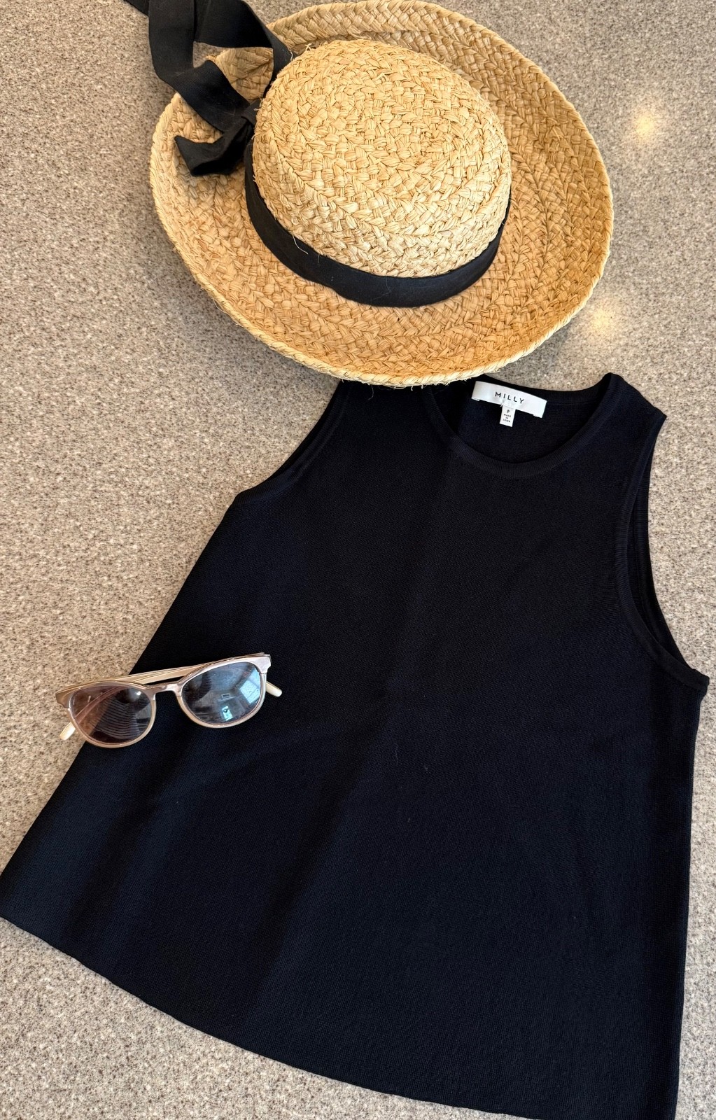 MILLY Black Scoop Neck Sleeveless Knit A-Line Tank Top Sz P