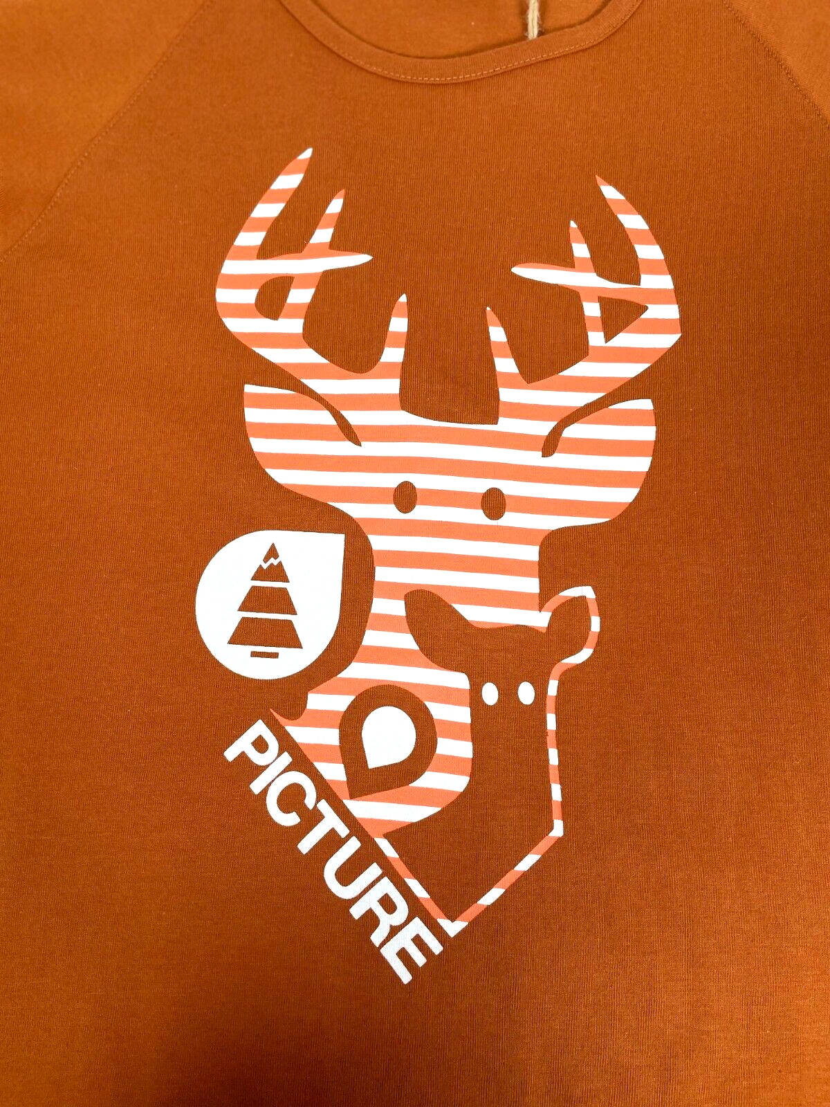 NWT Picture Organic Clothing Deer Animal Womens Tee Caramel Size Large