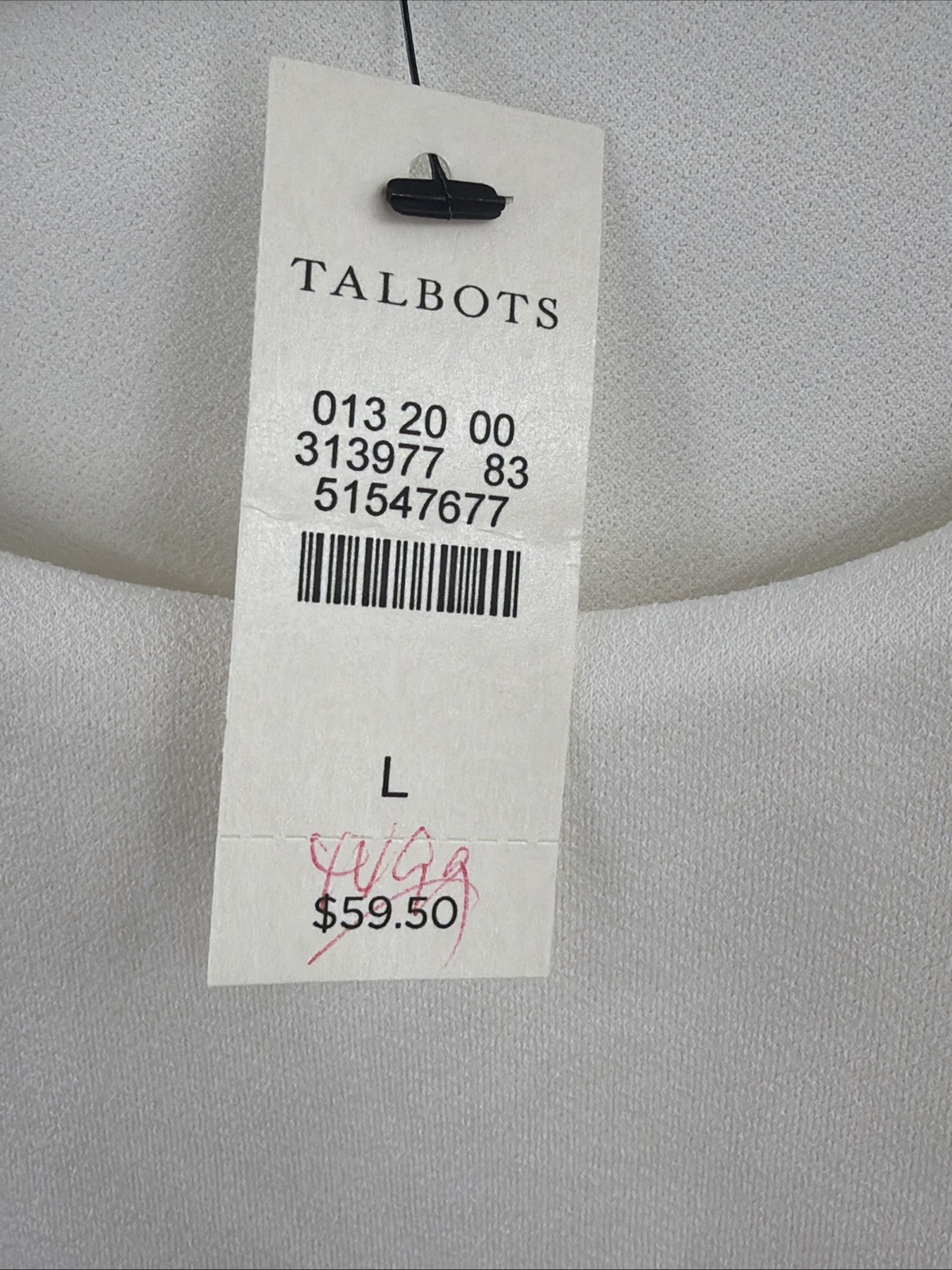 Talbots Scalloped Trim 3/4 Sleeve Tunic Blouse NWT Size Large Ivory Coquette
