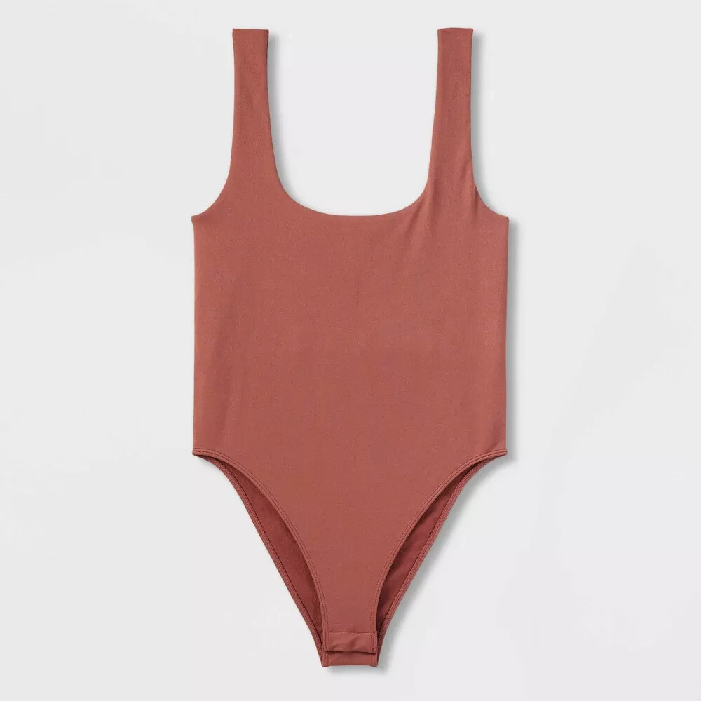 A New Day Women’s Seamless Tank Bodysuit Plus Size 2X Brown Rust