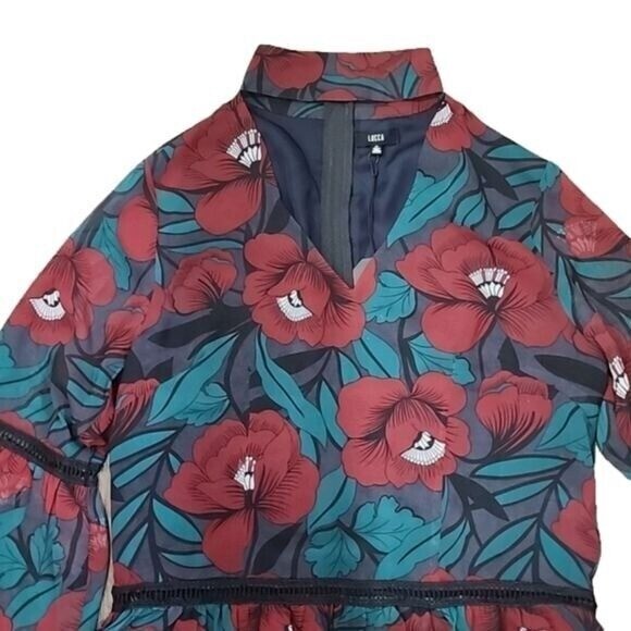 Lucca Couture Long Sleeve Green floral Bell Sleeve Top NWT Women’s Medium