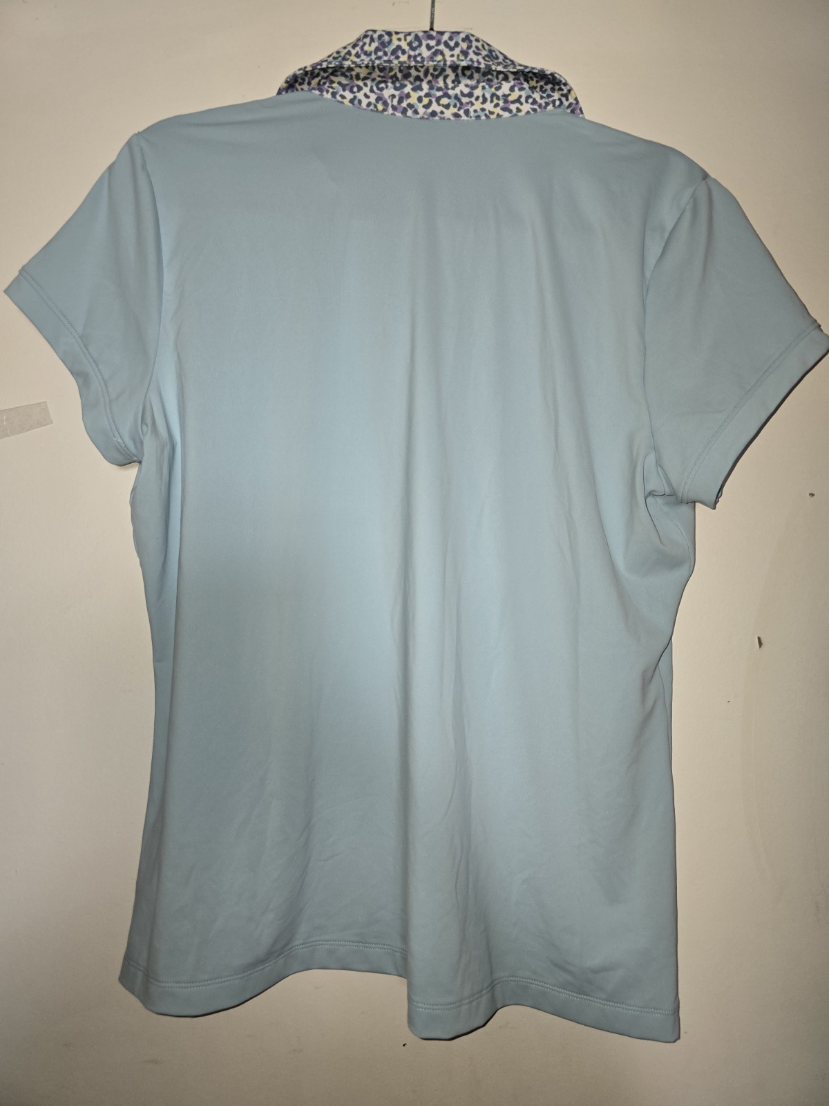 FAIRWAY & GREENE Women’s Size L Golf Polo Shirt blue with animal print