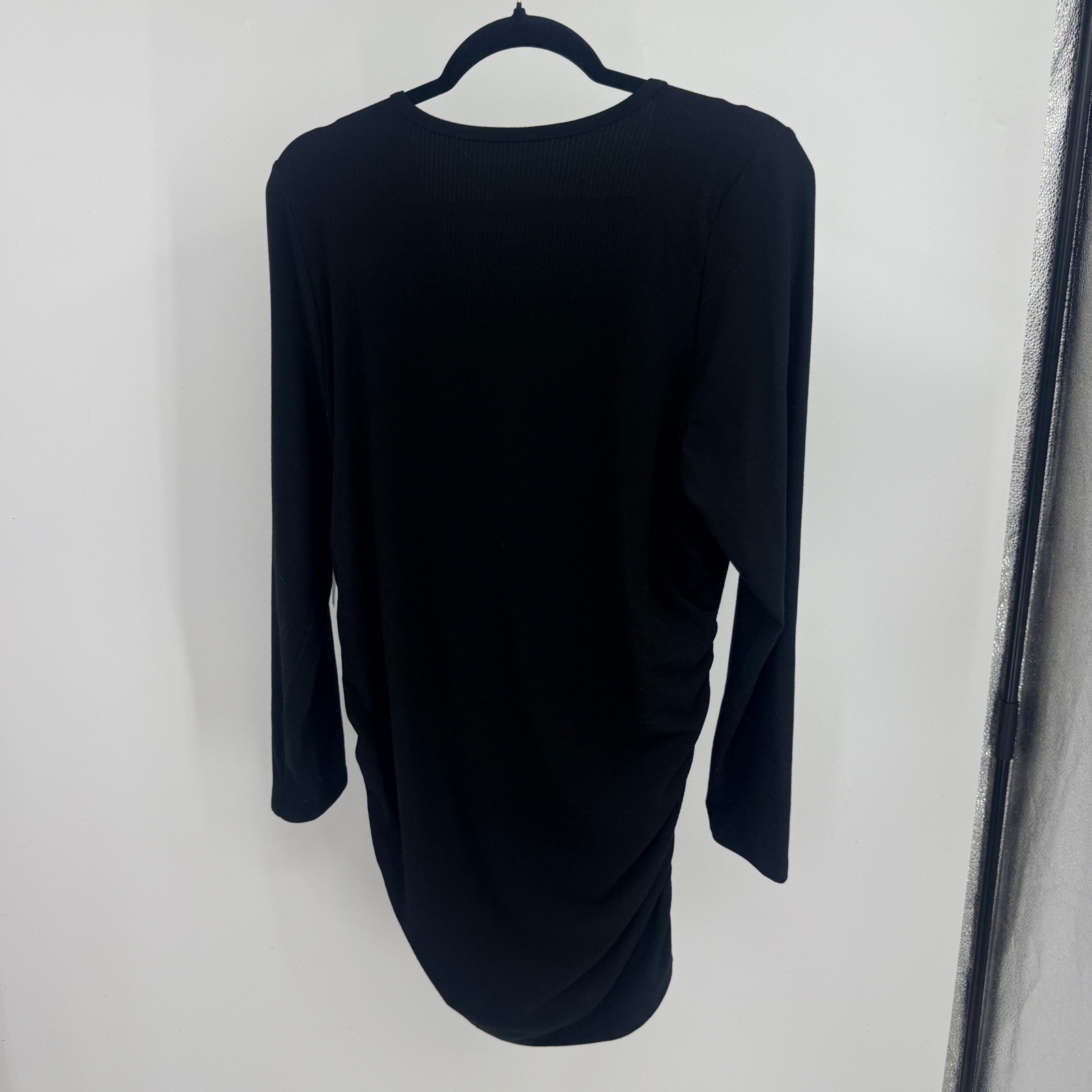 Torrid Super Soft Rib Surplice Long Sleeve Ruched Top Deep Black 2 2X 18-20