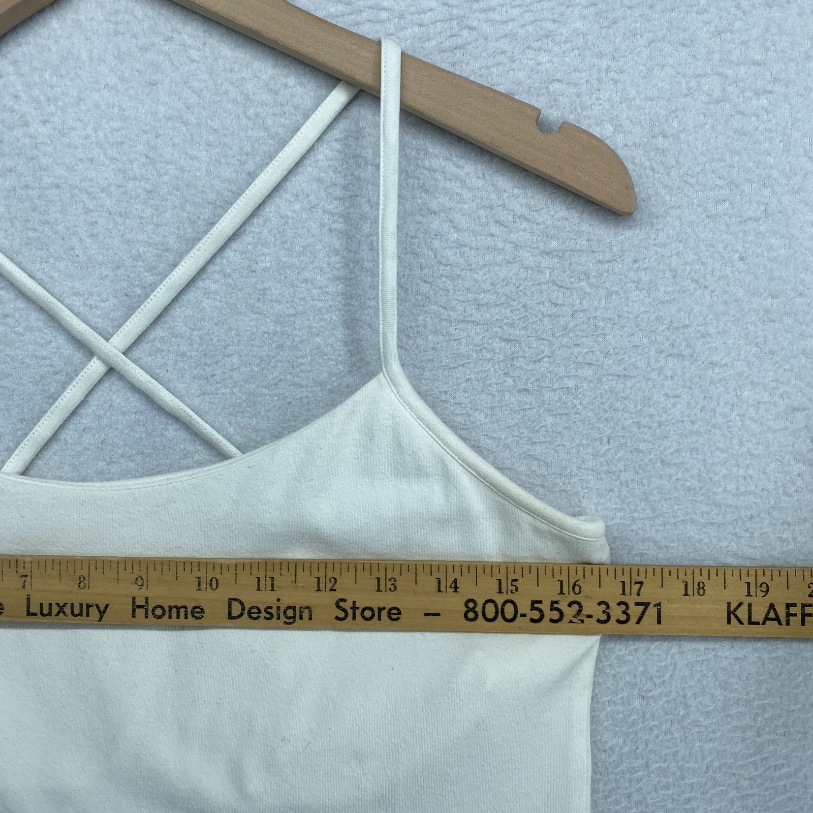 EILEEN FISHER Tank Top M Organic Cotton Jersey Cross Back Shelf Bra White USA