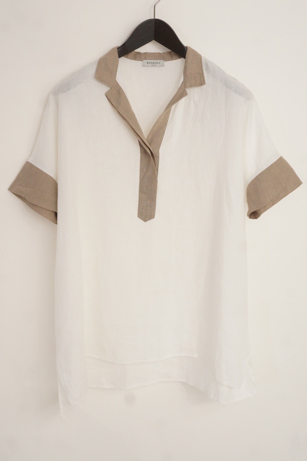 Women Genova ROSSO35 Blouse 100% Linen XS D34 IT38 US4 GB6 XMD393