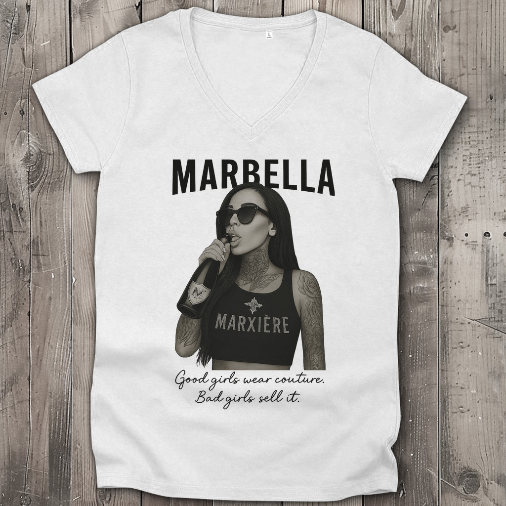 MARXIÈRE Women’s Shirt – “MARBELLA” Couture Designer V-Neck Organic Cotton