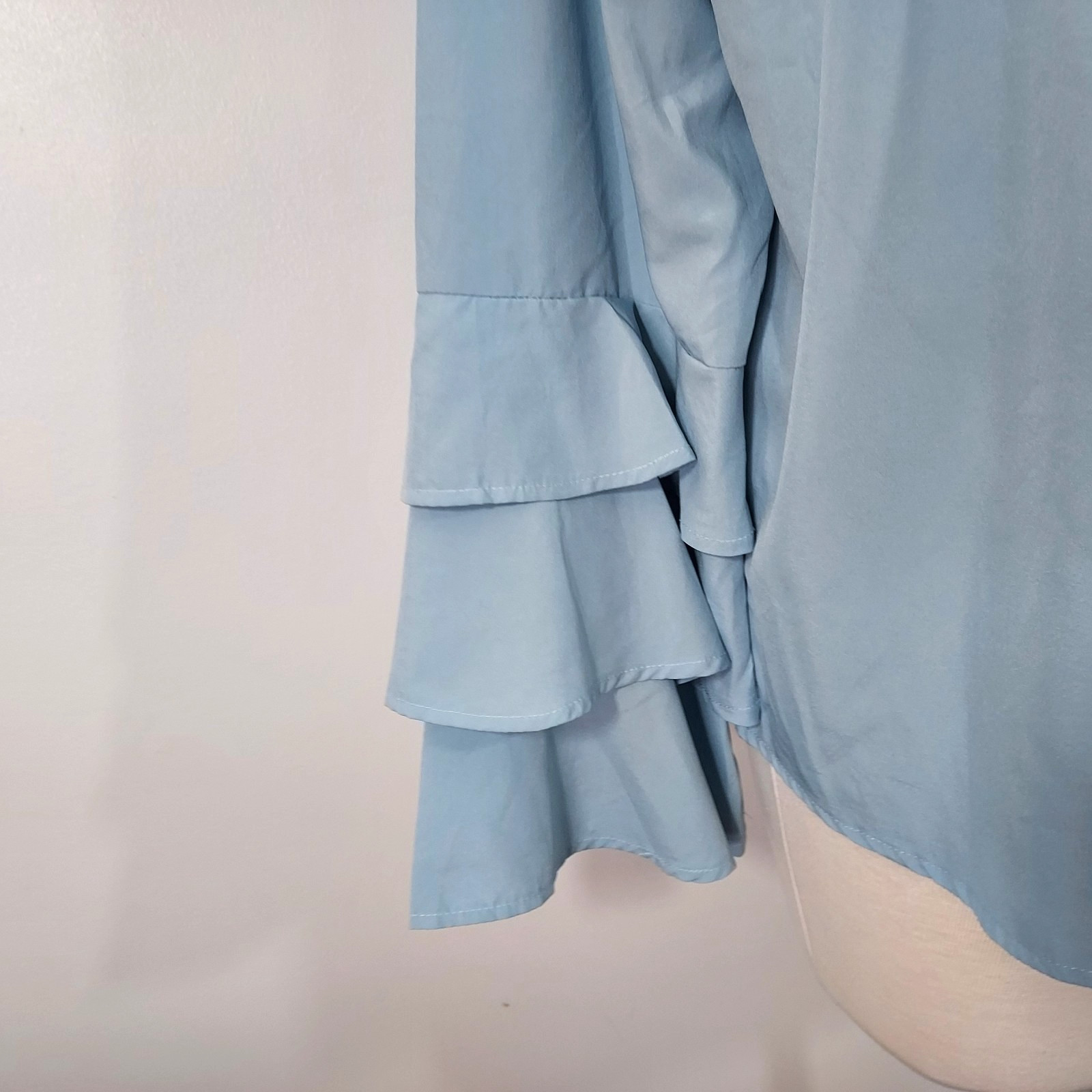 Zanzea Collection Shirt Top Tiered Bell Sleeve Lightweight Blue Women Size 5XL