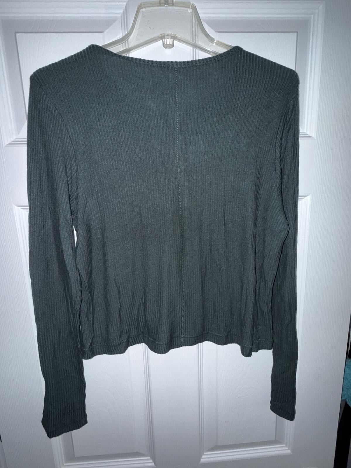 Auden Ribbed Long‑Sleeve Henley Shirt – Dark Green, Size XL, NWT