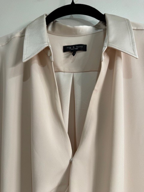 Rag & Bone ‘Phillipa’ Satin Drape Front Blouse SZ: Large NWOT – Classic Design
