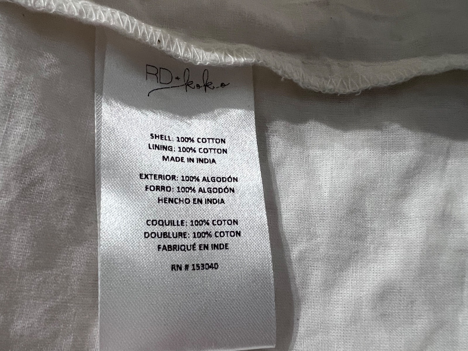 NWT RD Koko White Eyelet Lace Cap Ruffle Sleeves Cotton Lined Top Blouse Size L