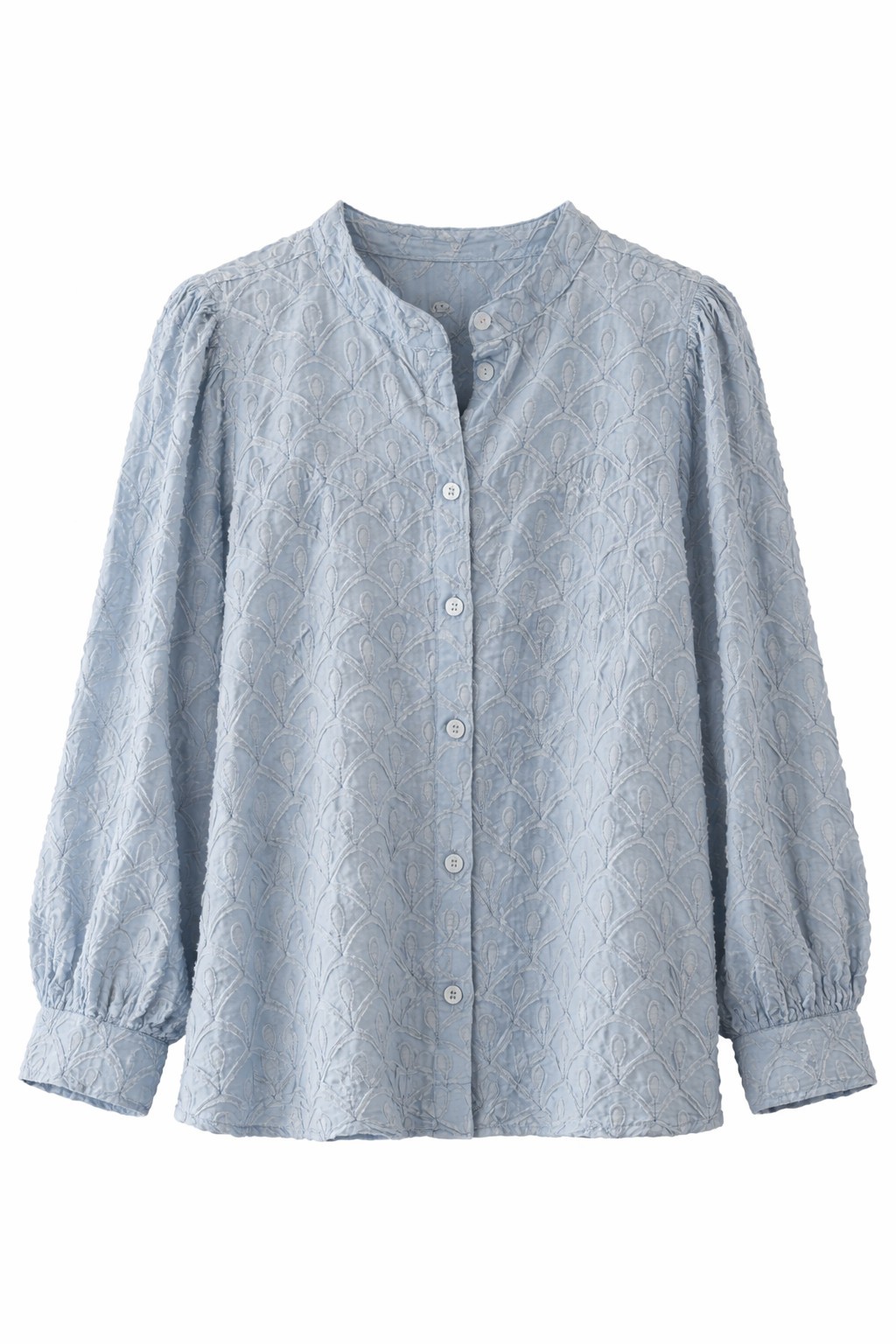 Pilcro Blue Textured Floral Blouse Sz L Boho Embroidered Cotton Button Front Top