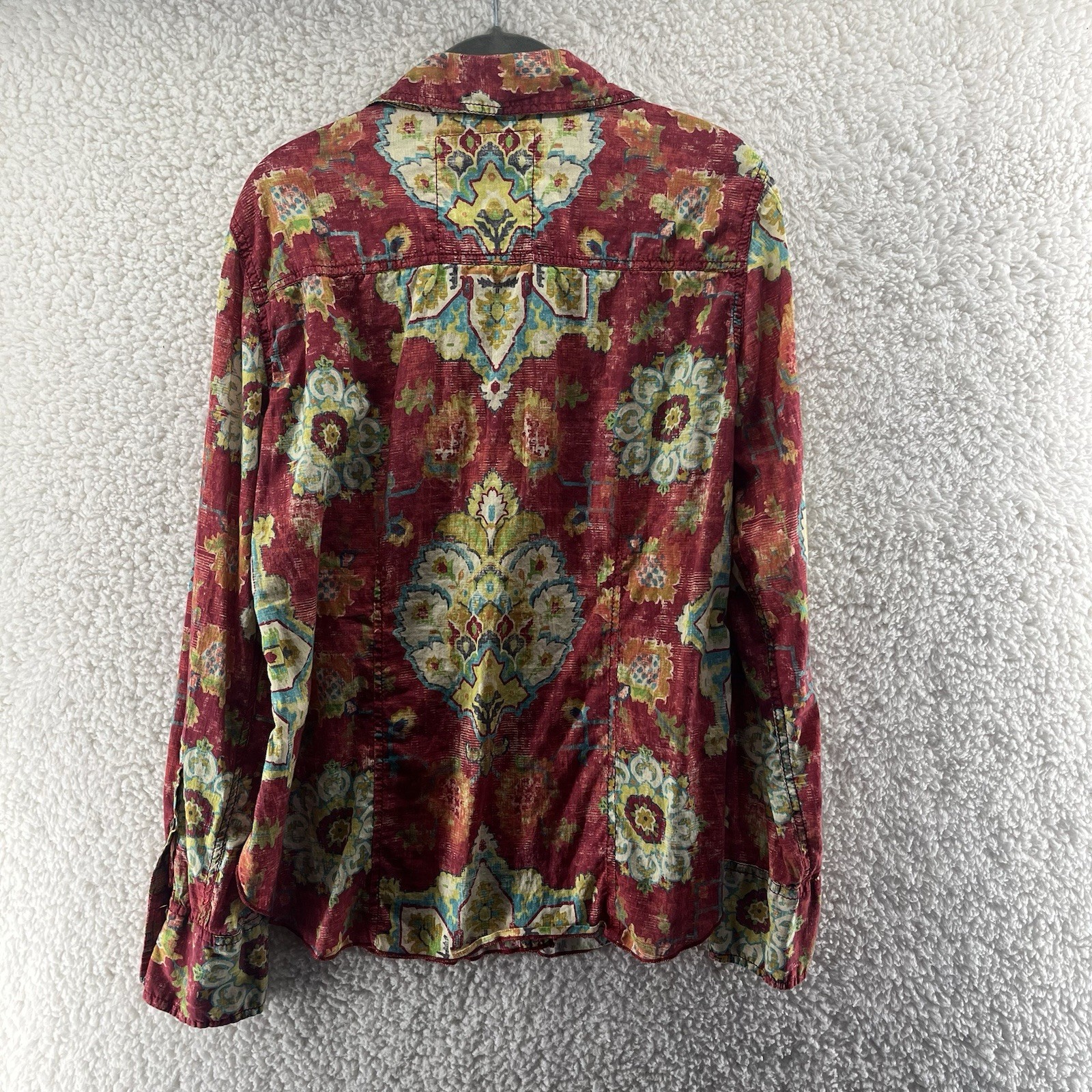 Cino Women’s Boho Print Shirt Size Medium Button Up Western Cowgirl Lightweight