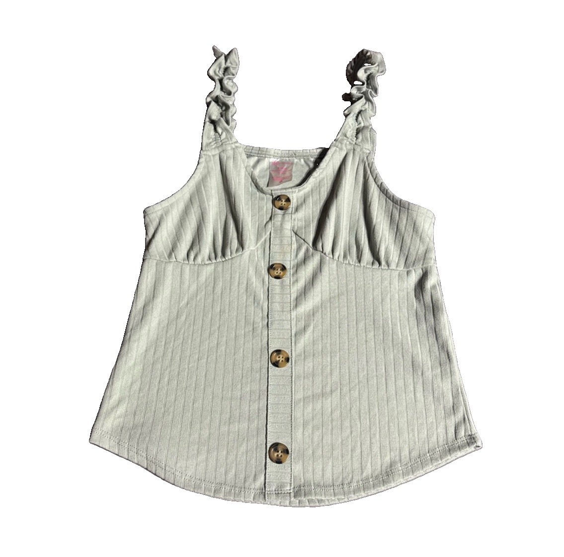 No Boundaries Juniors Rib Button Front Tank Top Shirt~Light Green~size Small
