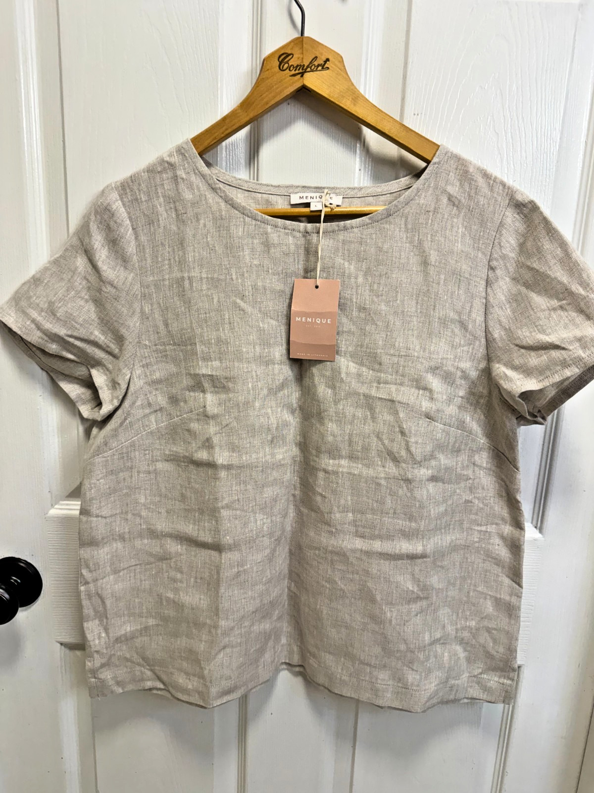 Menique Linen Top Emma Natural Large Beach Vacation Lightweight Lagenlook NWT