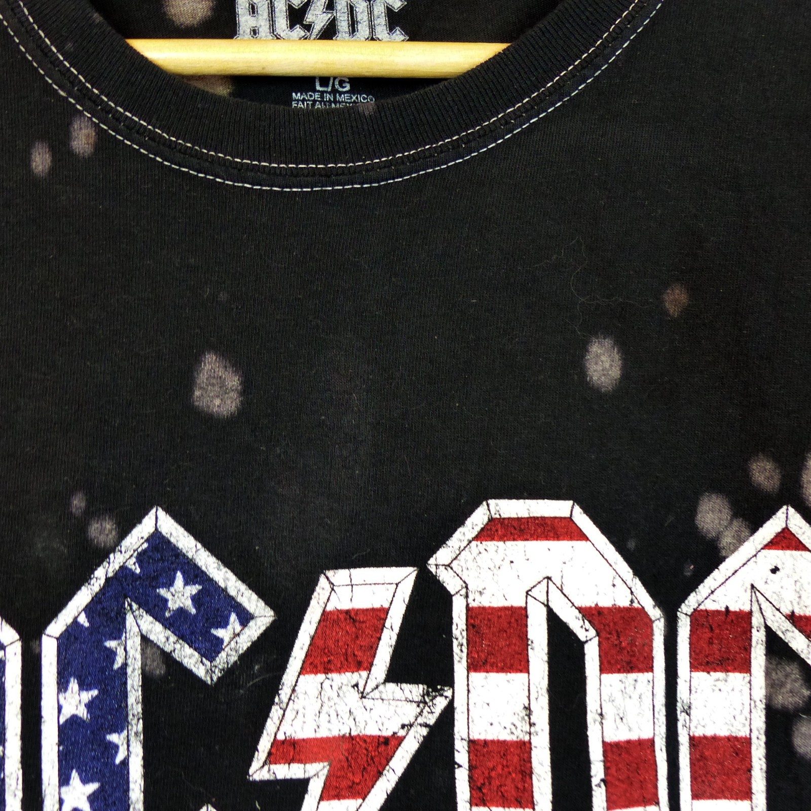 AC/DC Crop T Shirt Womens L Black Splatter American Logo US Tour Graphic Rock