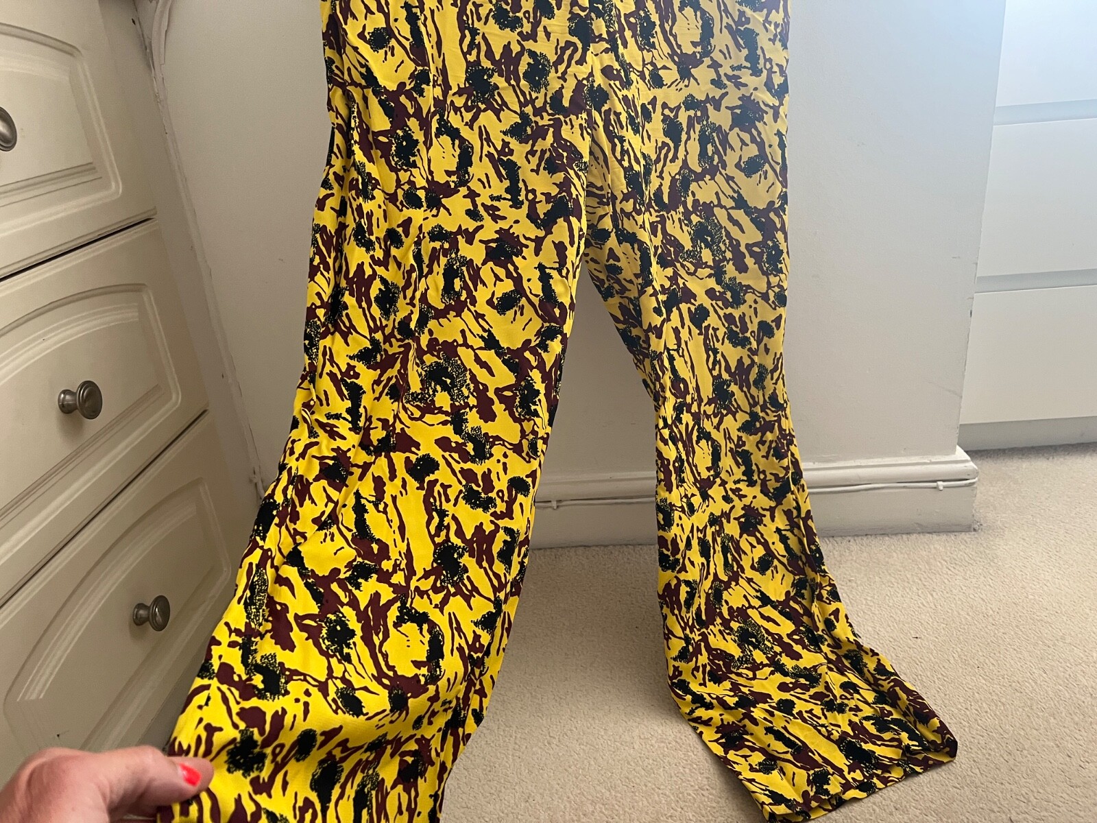 Marni Size 42 UK 14 All In One Drop Croch Playsuit Yellow With Print